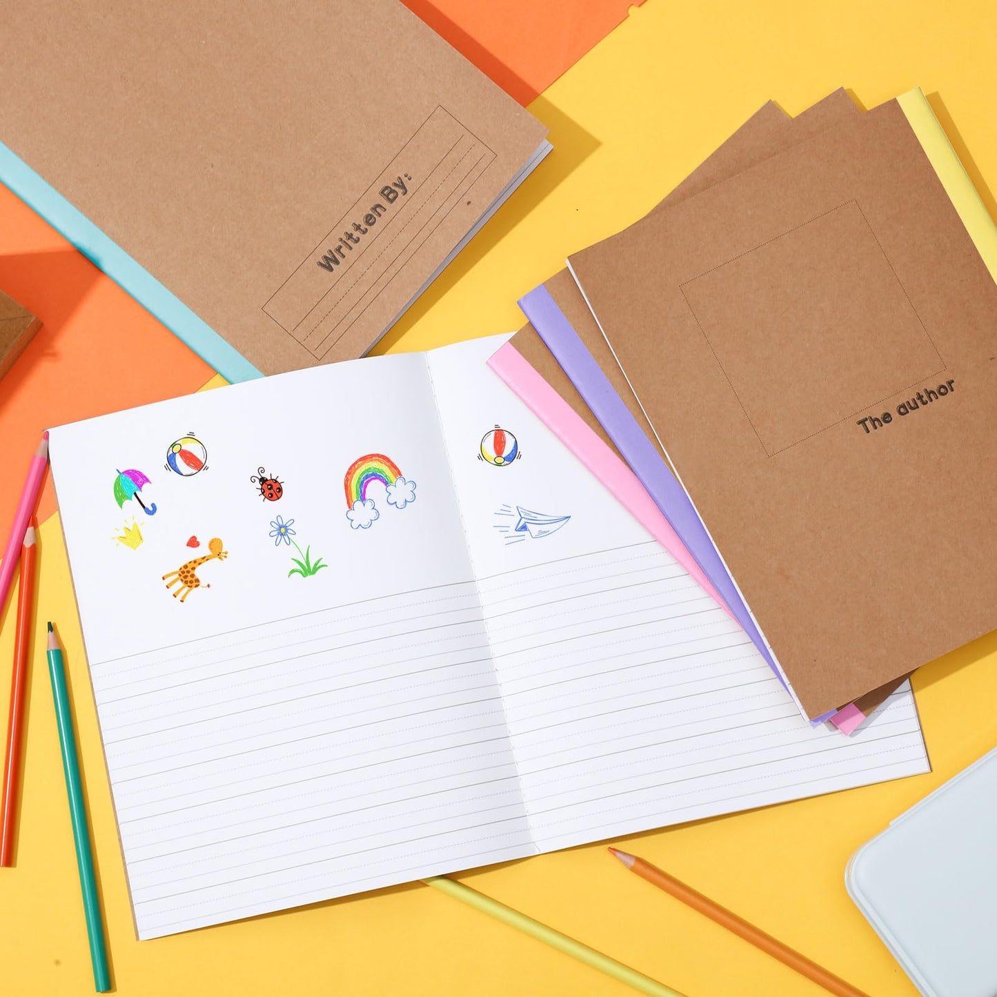 Henoyso 20 Pack Primary Composition Notebook, 9-3/4" x 7-1/2", Kids Primary Journal, K-2 Writing Notebook for Kids Student Draw Write Story Journal Half Blank Books(Macaron Color)