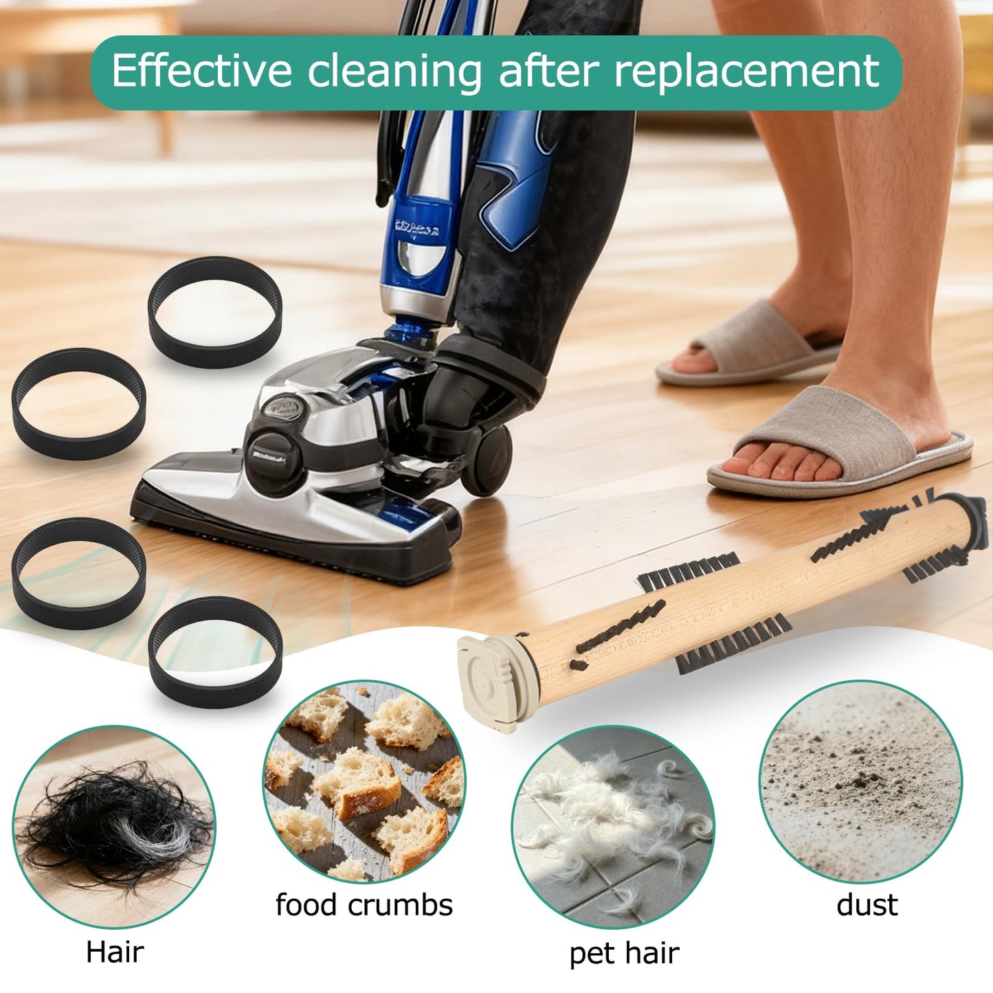 KEEPOW Replacement Part Compatible with Kirby Vacuum Brush Roll with 4 Pcs Belt, Compatible with Generation Models G3-G10, Sentria, Avalir Series
