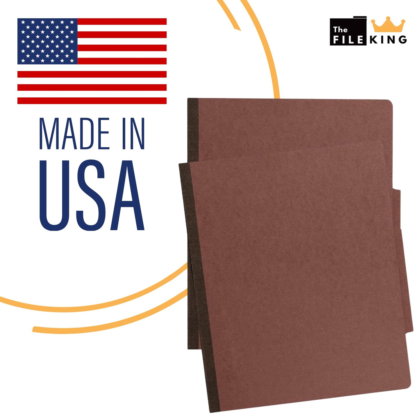 The File King One Divider Brick Red Pressboard Classification File Folder - Letter Size | Box of 10 | Top Tab | 2” Expansion | Four 2-Inch Durable Fastener Prongs | USA Made