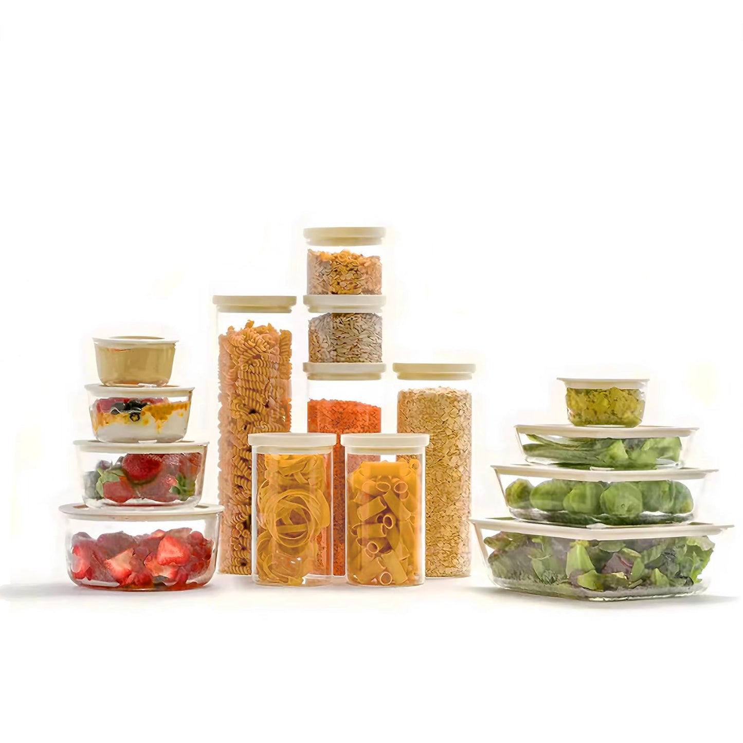 Urban Green Glass Food Container Set with Glass Lid, 4 Pack, Meal Prep Containers with Silicone Framed Airtight Lid, Leakproof, 100% Plastic Free,