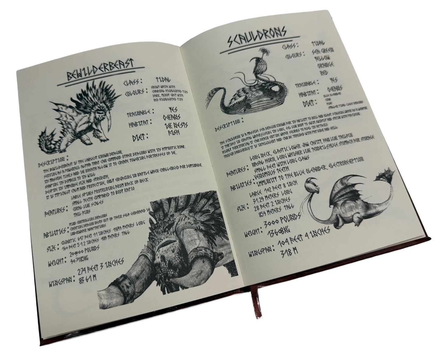 Costumeteers Bork the Bold Dragon Manual Replica Book Viking Fantasy Cosplay Berk Journal Prop HTTYD Faux Leather Cover Printed Pages Brown