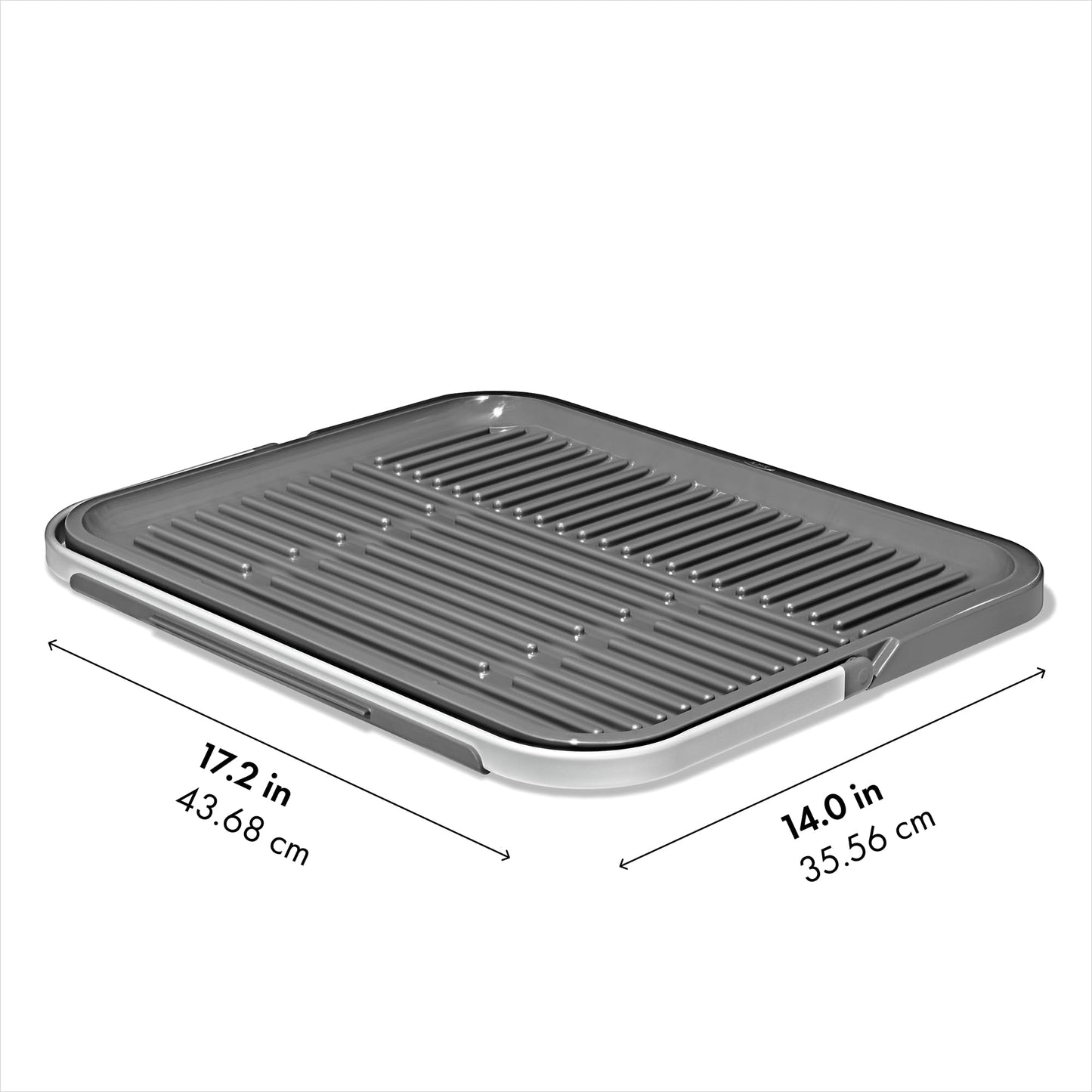 OXO Good Grips Compact Drying Rack with Dish Rest, Aluminum Folding Dish Drying Rack for Glassware and Cookware, Drain Board with Non-Slip Feet for Countertop or Kitchen Sink