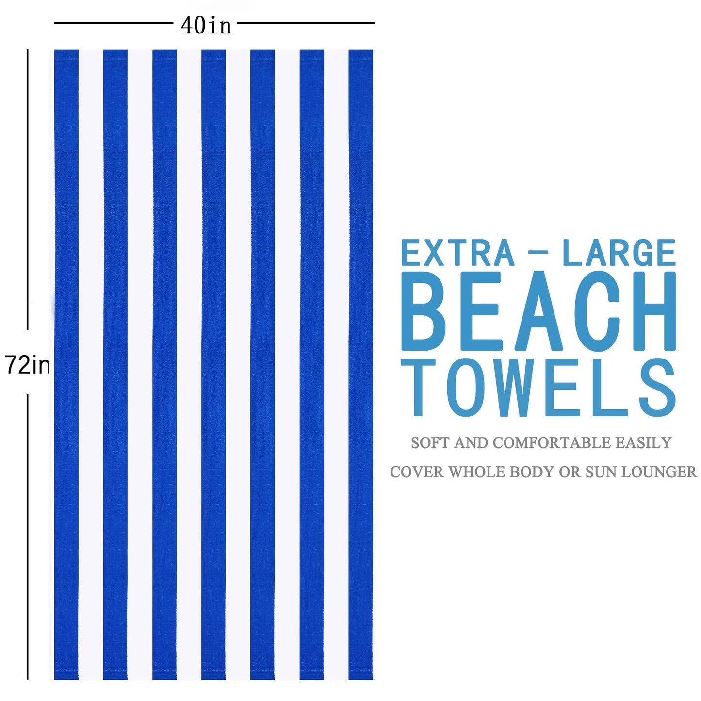 Genovega 6 Packs Oversized 72x40 Inch Stripe Beach Towel Thin Terry Set XL Big Extra Large Accessories Essentials Soft Clearance Super Pool Travel Bath Swim Camping Towels Bulk Men Women Adults Gift