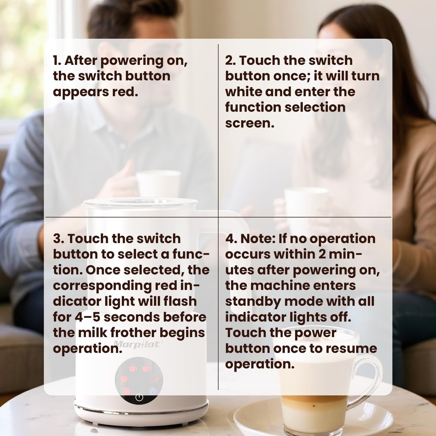 Large Electric Milk Frother and Steamer, 16.9oz/500ml Milk Steamer and Frother for Latte or Hot Chocolate, Dishwasher Safe, BPA Free, 6 Functions, Enjoy Perfect Milk Froth in 2 Min (Black-Glass)