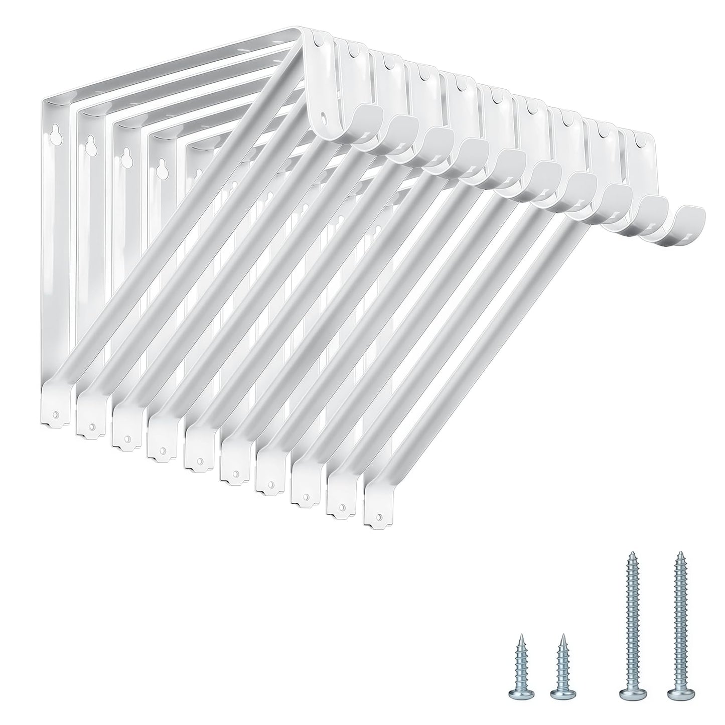 KOVOSCH 10 Pack Heavy Duty Closet Shelf & Rod Brackets, Wall Mounted Closet Shelf Brackets, 11 x 9.45 Inch Closet Shelf Brackets with Rod Support, White