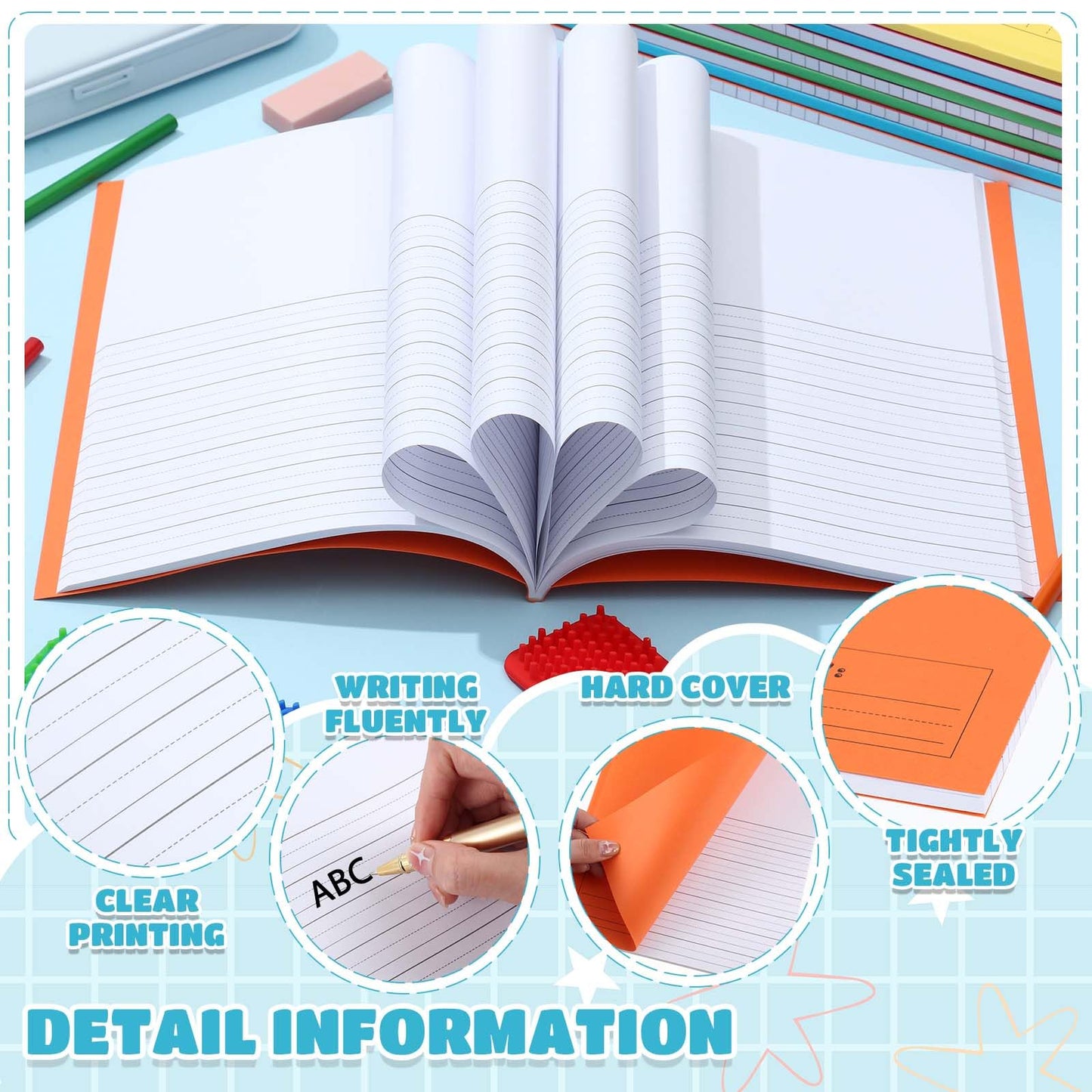Henoyso 24 Pcs Primary Composition Notebooks k-2 for Kids, 120 Pages Draw and Write Journal Bulk for Kindergarten Classroom Preschool Teachers, Back to School Supplies (Colorful)