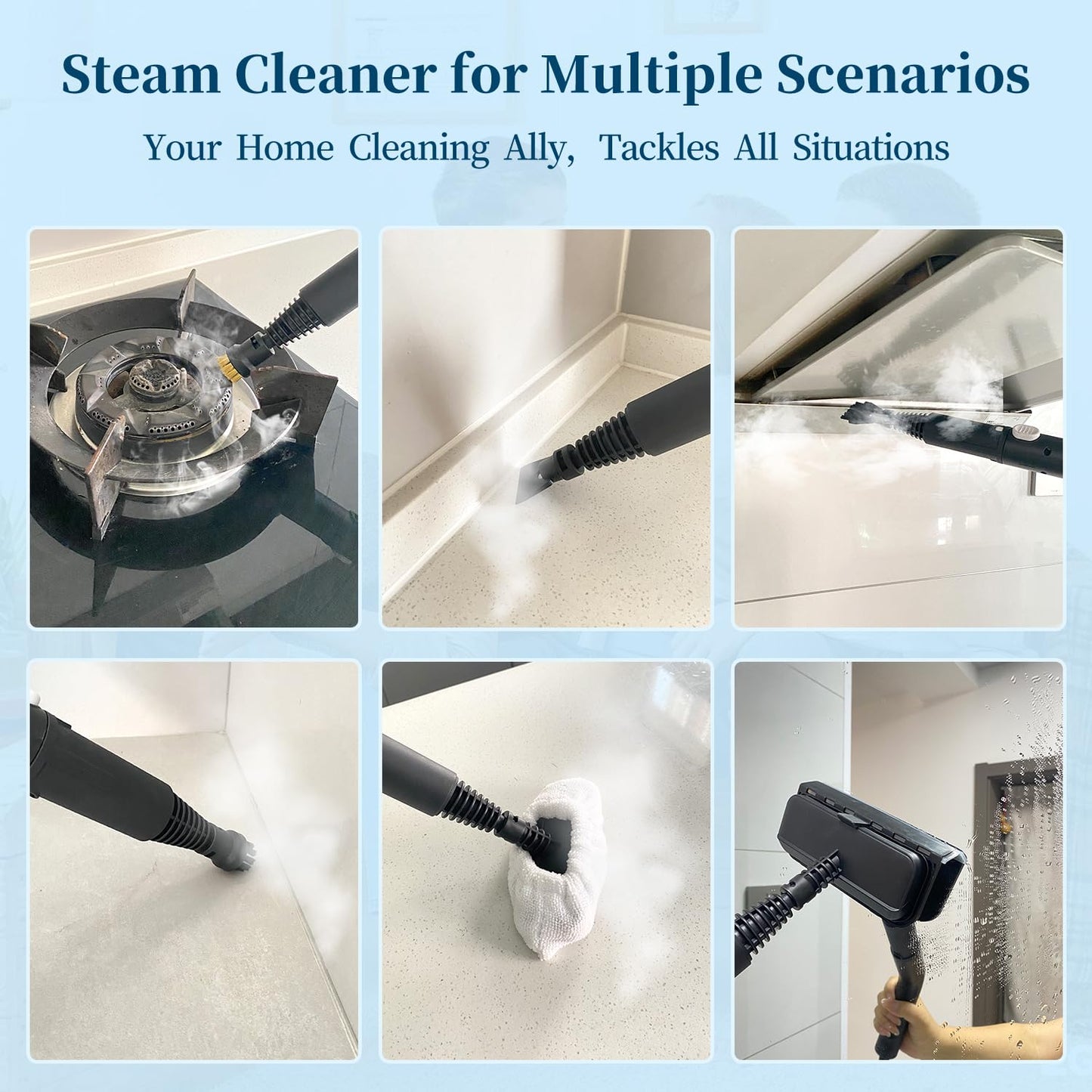BananaDeer Steam Cleaner,15s Heat-Up,1.8L Tank,Portable Handheld Steamers for Cleaning with 10PCS Accessories,Steam Cleaner for Home,Car,Dirt,Grease,Grout,Tile,Couch,grout,windows,bathrooms,kitchens