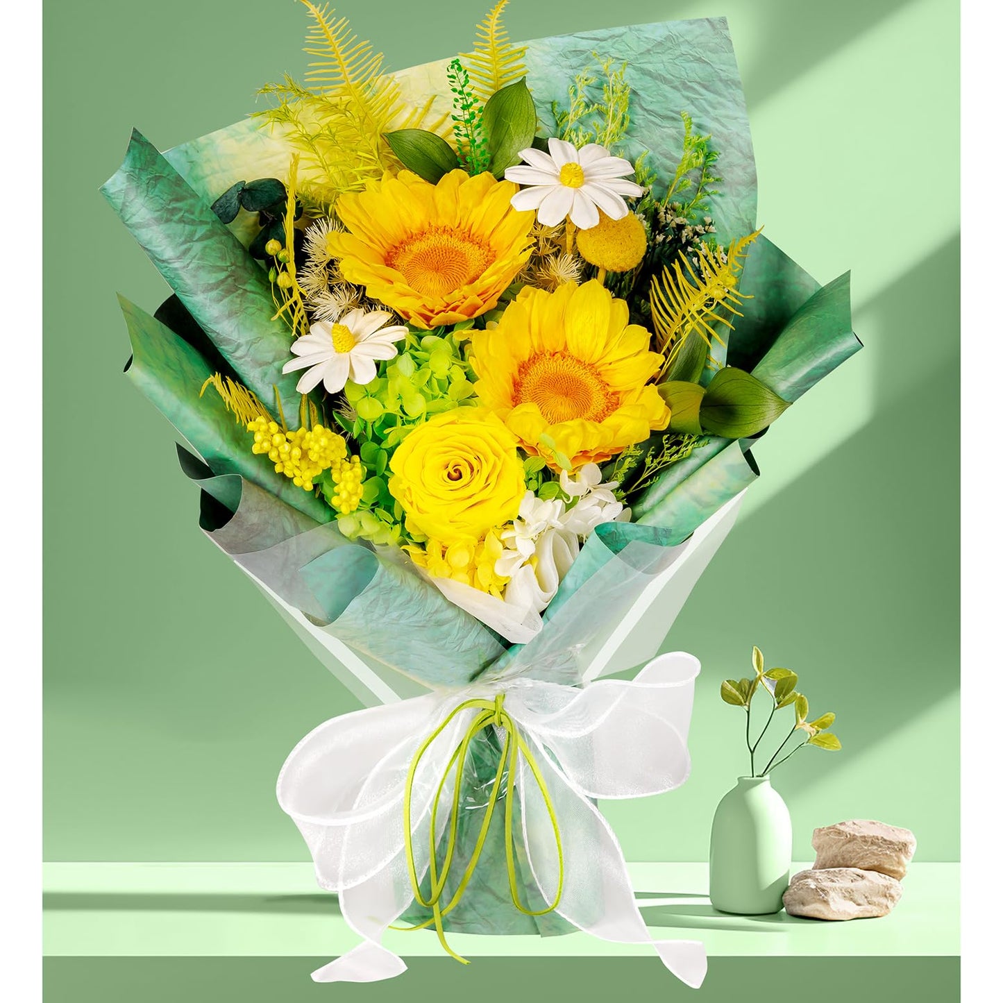 Bonsion Preserved Flowers Yellow Gifts for Women, Flower for Delivery, Preserved Sunflower Bouquets, Birthday Gifts for Grandma, Mothers Day Flowers for Wife