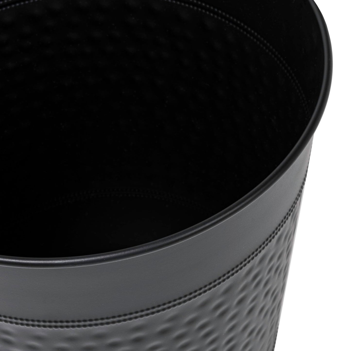 happimess HPM1111A Riley Modern Classic Hammered Steel Accent 2-Gallon Wastebasket for Home, Bathroom, Living Room, Office, Bedroom, Kitchen, Matte Black
