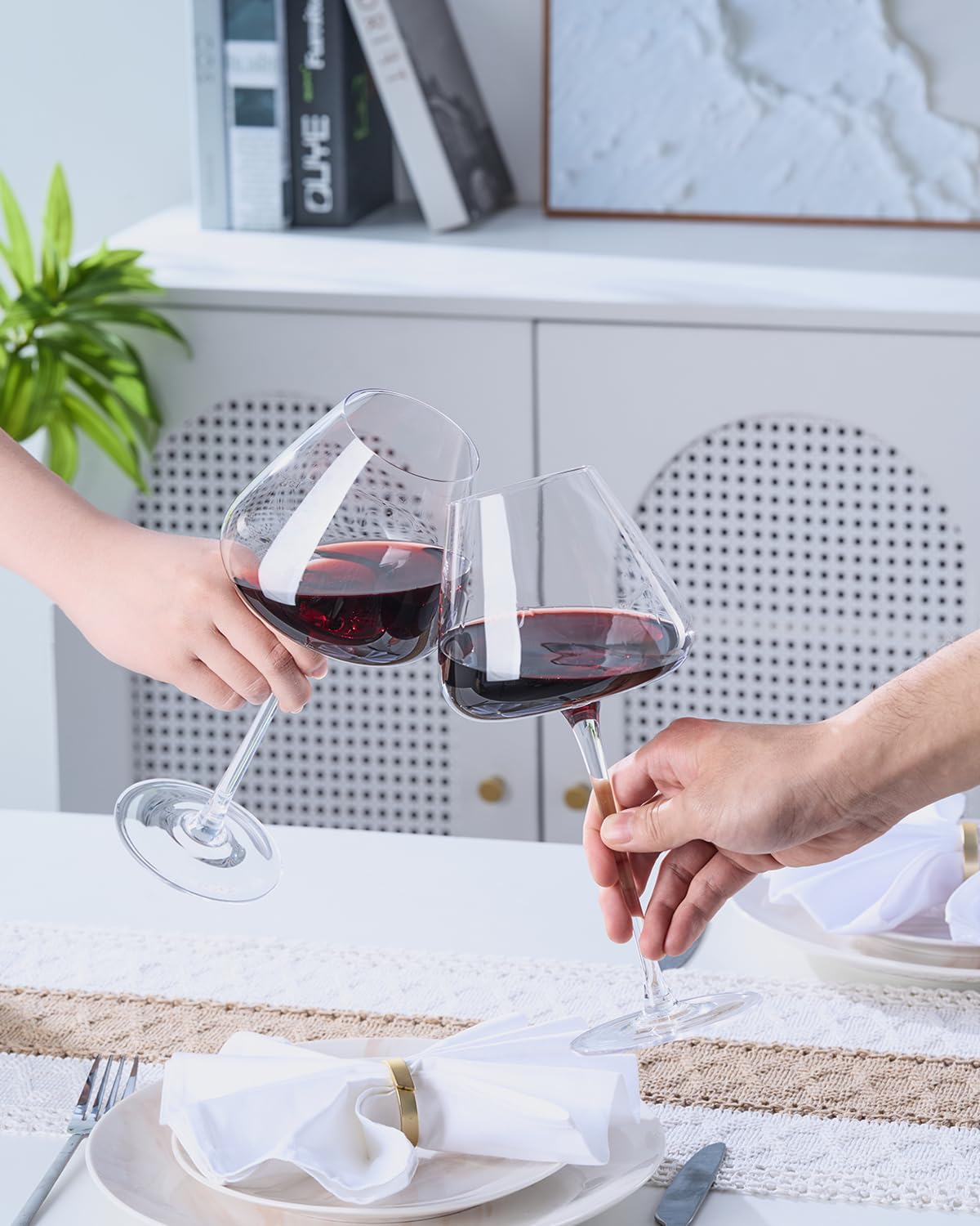 iridisenti Hand-Blown 23.5OZ Crystal Wine Glasses Set of 4 for Pinot Noir, Burgundy, Bordeaux, Large Lead-Free Crystal Glasses with Unique Bottom Design for Red, White Wine, Big Oversized Glasses