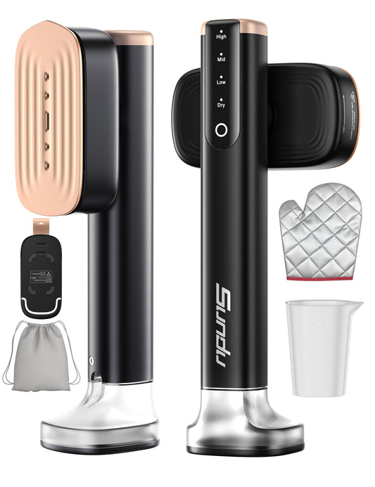 Travel Steamer for Clothes with 180 ml Water Tanks,15s Fast Heat-up,24 g/min Strong Steam Performance, Portable Garment Steamer with Touch Control, LED Display, Steam Iron(Black Gold)