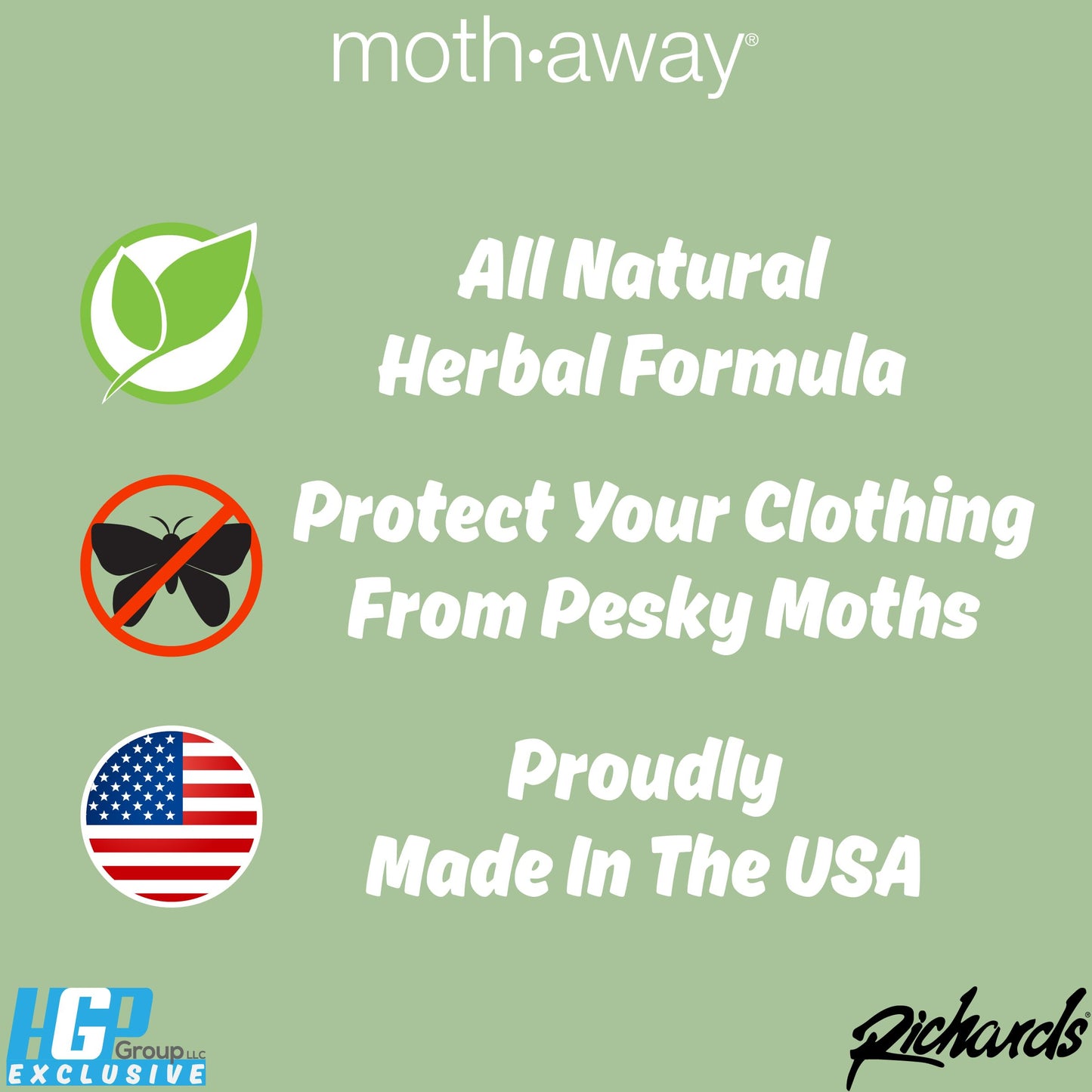 Richards Homewares Moth Away Sachets – 72-Pack Value Pack, Natural Herbal Moth Repellent, Non-Toxic & Chemical-Free, Fresh Scent for Closets, Drawers & Storage – Made in USA