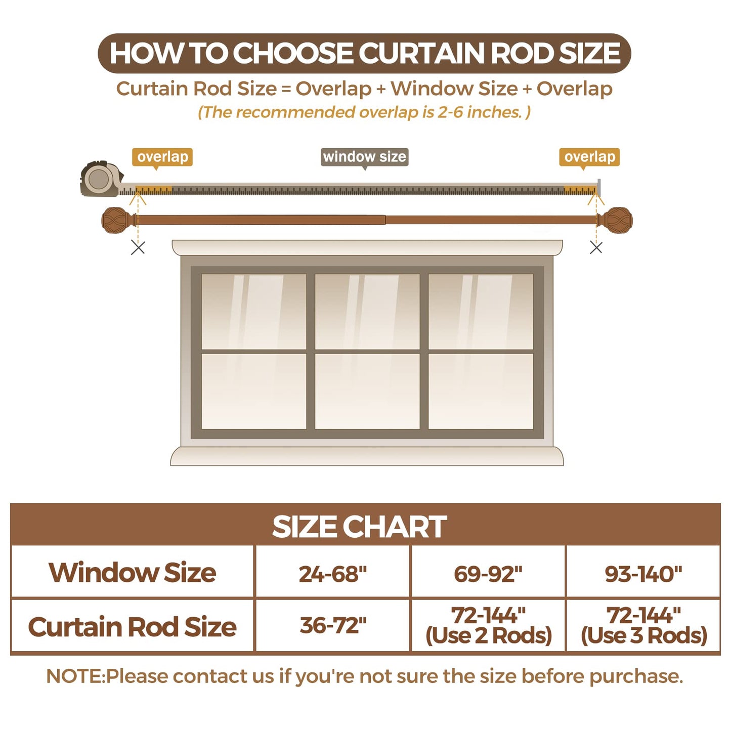 KAMANINA 1 Inch Double Curtain Rods 72 to 144 Inches (6-12 Feet) Telescoping Heavy Duty Drapery Rod for Windows 66 to 120, Netted Texture Finials, Antique Bronze, Fewer Rods, Easier Install