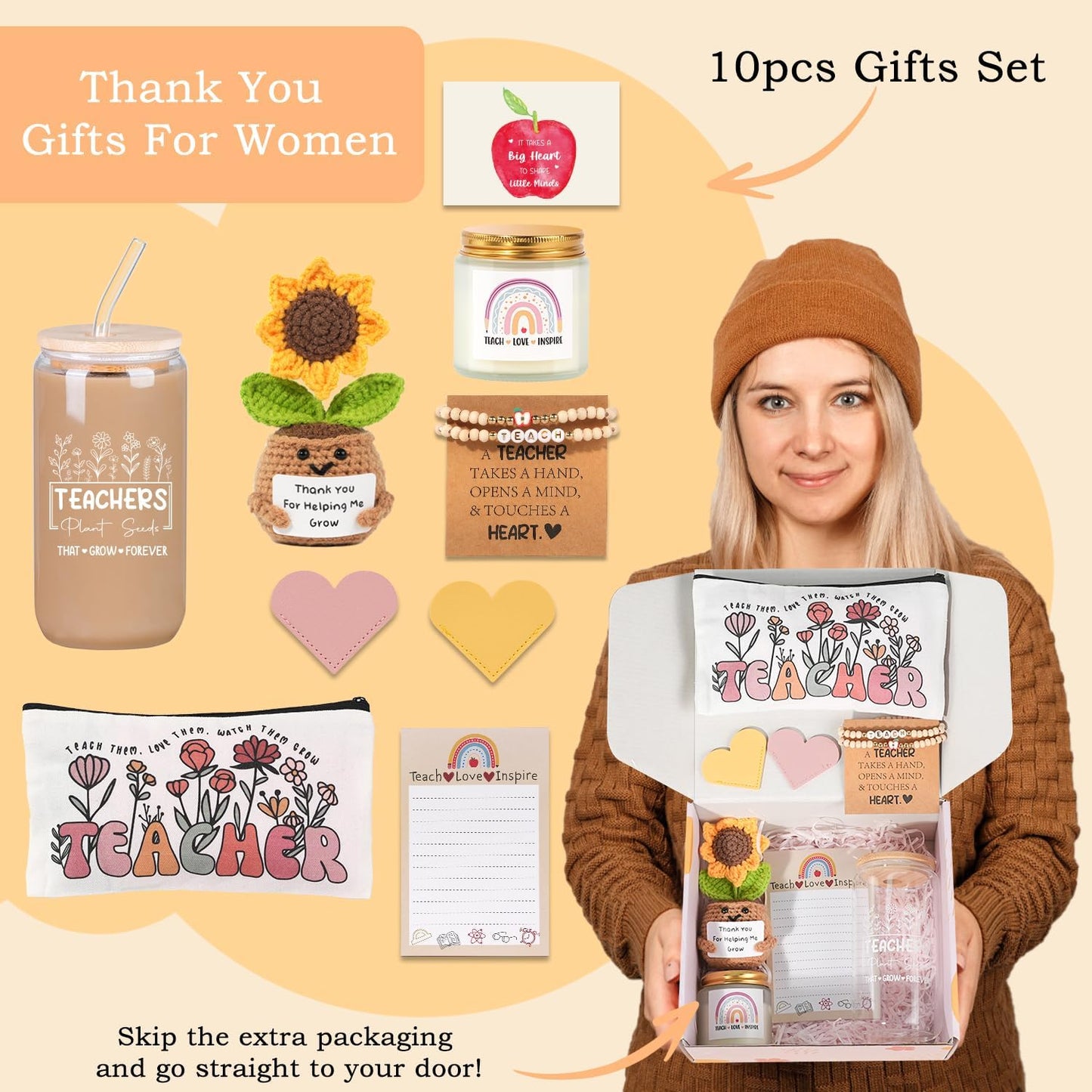 Teacher Gifts for Women, Funny Teacher Appreciation Gifts Supplies for Best Daycare, Preschool, Music, Art, Assistant Teachers from Students, Cool End of Year Thank You Gift for Women Teachers