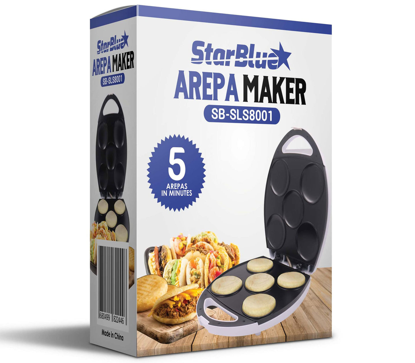 Electric Arepa Maker and Mini Pancake Maker by StarBlue with FREE Arepa Recipes eBook - Quick and making 5 Venezuela and Colombia styles Arepas in 6 minutes AC 120V 60Hz 1200W