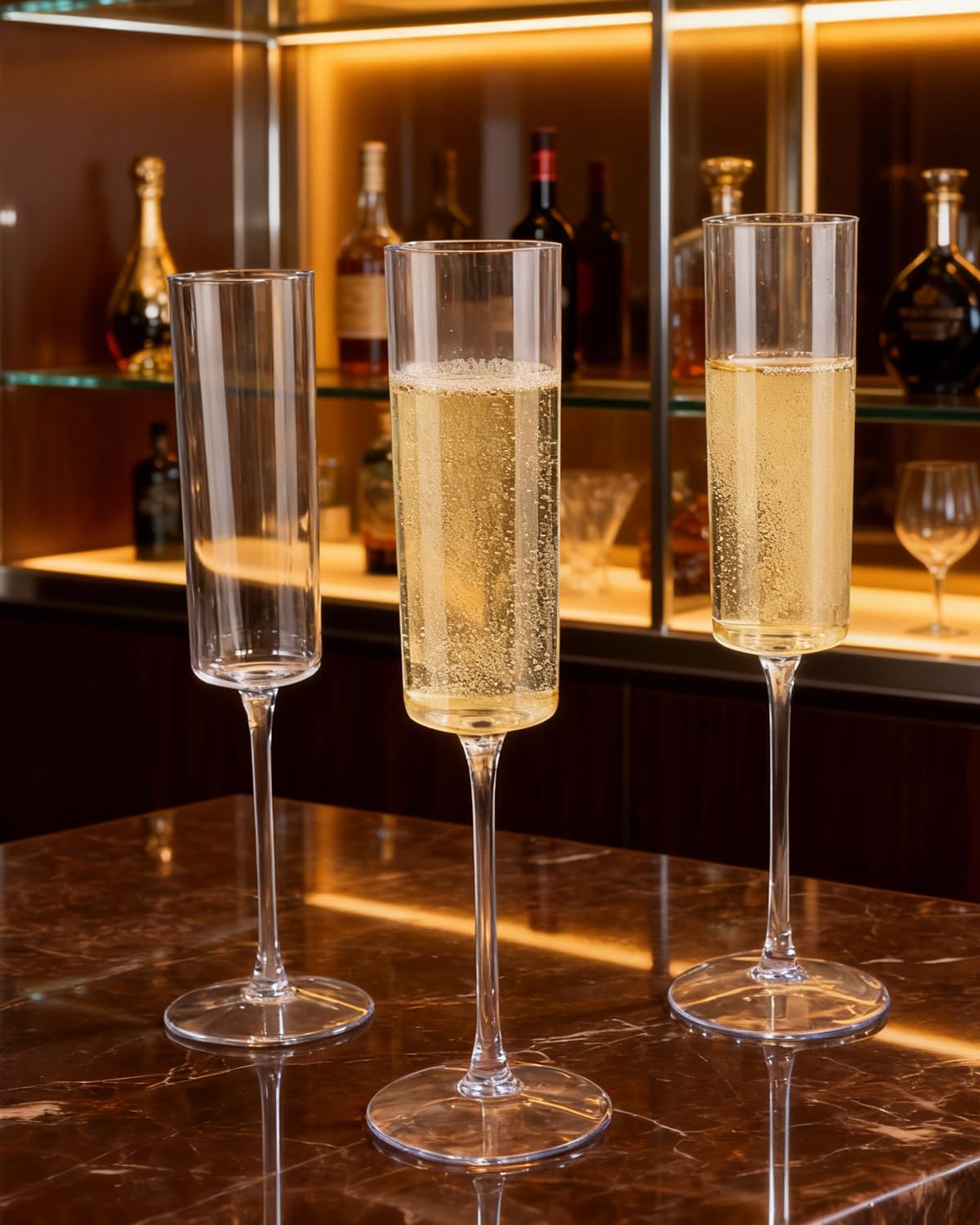 Ciaell 36 Pack Plastic Champagne Flutes - 6 Oz Disposable Champagne Glasses - Square Clear Plastic Toasting Glasses for Party Birthday Anniversary Wedding