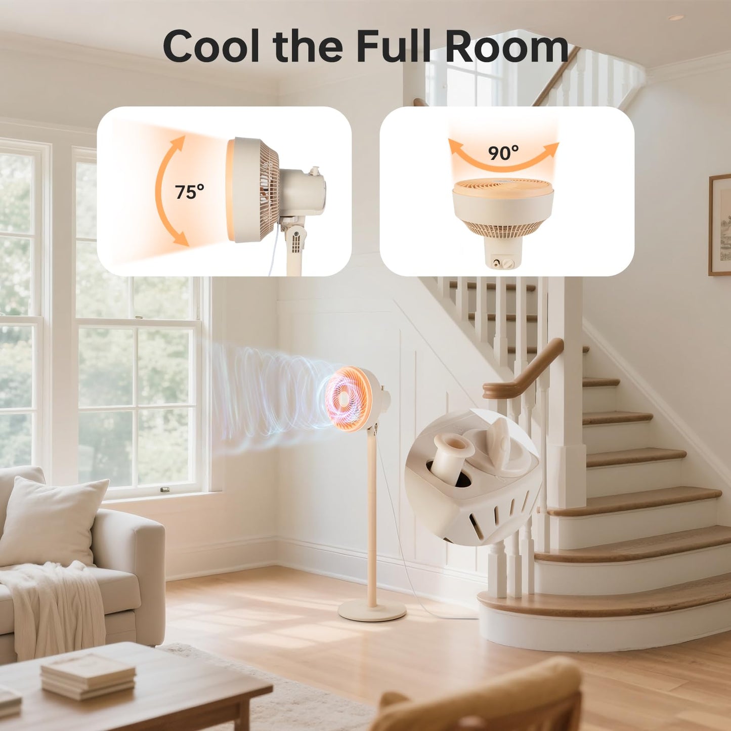 BEESTAR Stand Fan for Bedroom,Oscillating Pedestal Fan with 3-Speed, Adjustable Height,Standing Floor Fan for Living Room, Bedroom, Kitchen, and Home Office (10 INCH)