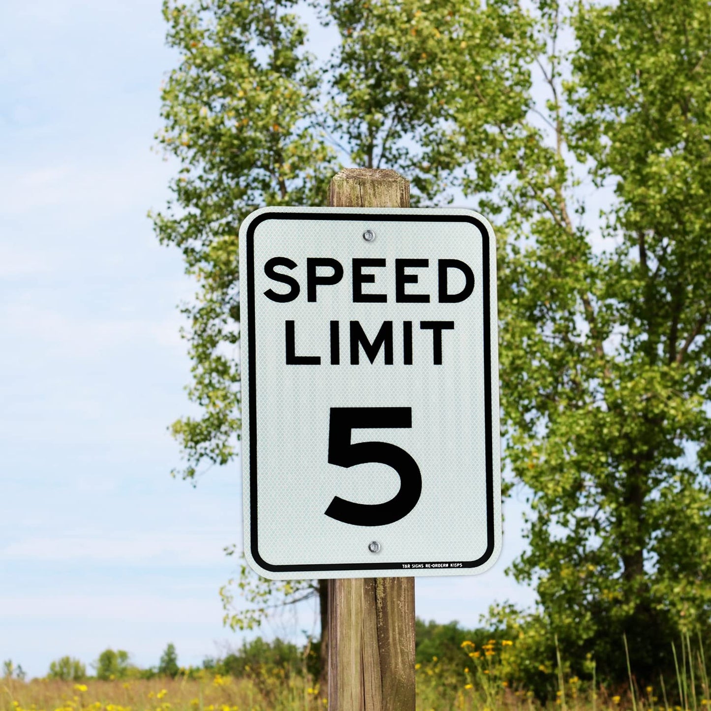 (4 Pack) Speed Limit 5 MPH Sign, Slow Down Sign, Traffic Sign, 18" x 12" Engineer Grade Reflective Sheeting, Rust Free Aluminum, Weather Resistant, Waterproof, Fade Resistant, 2 Pre-drilled Holes