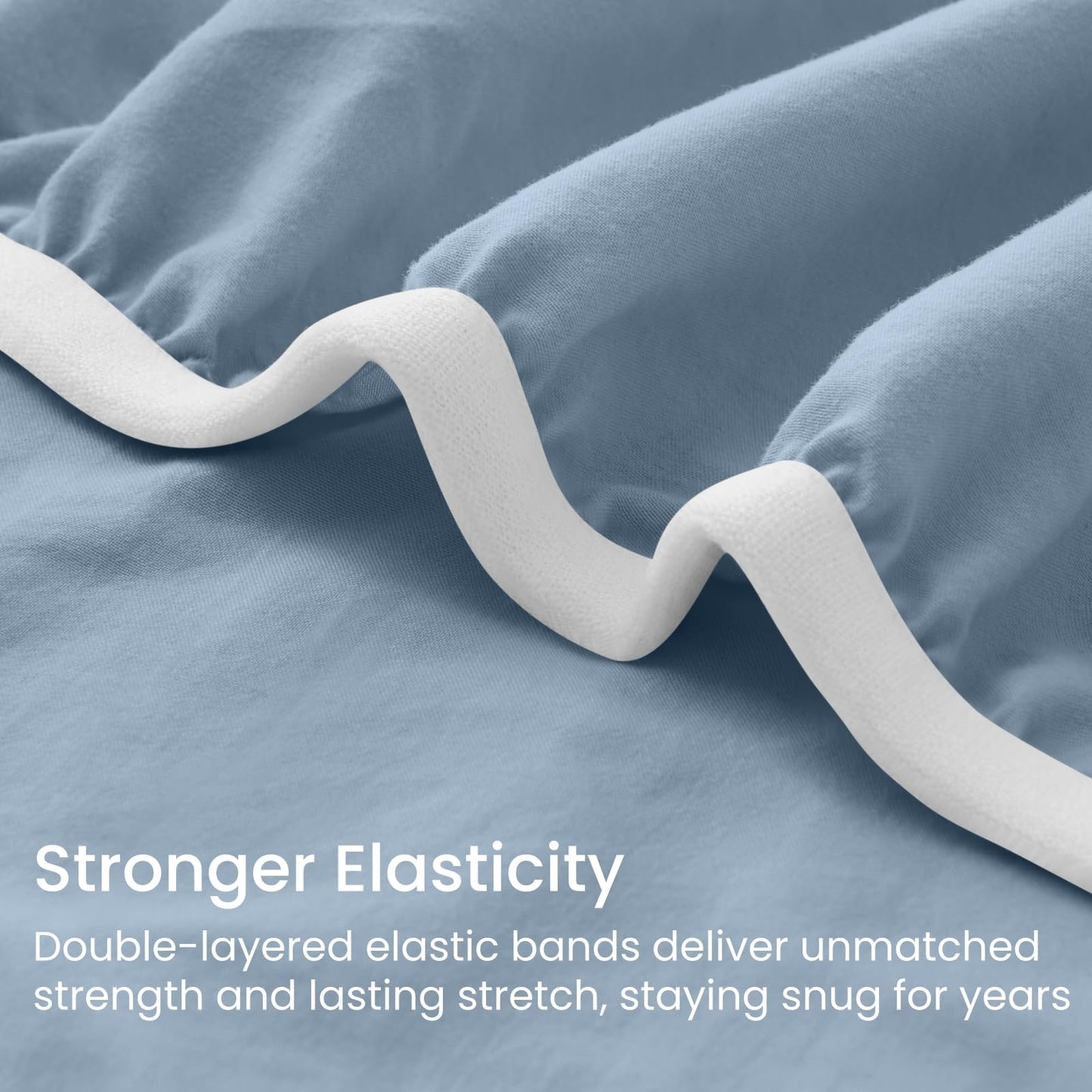 GOKOTTA 4-Pcs King Size Sheets Set, 10-16" Deep Pocket, Non-Slip Elastic Corner Straps, Washed & Brushed Microfiber Polyester - Hotel Luxury, Ultra Soft, Breathable, Wrinkle-Free, Anti-Rip -Dusty Blue