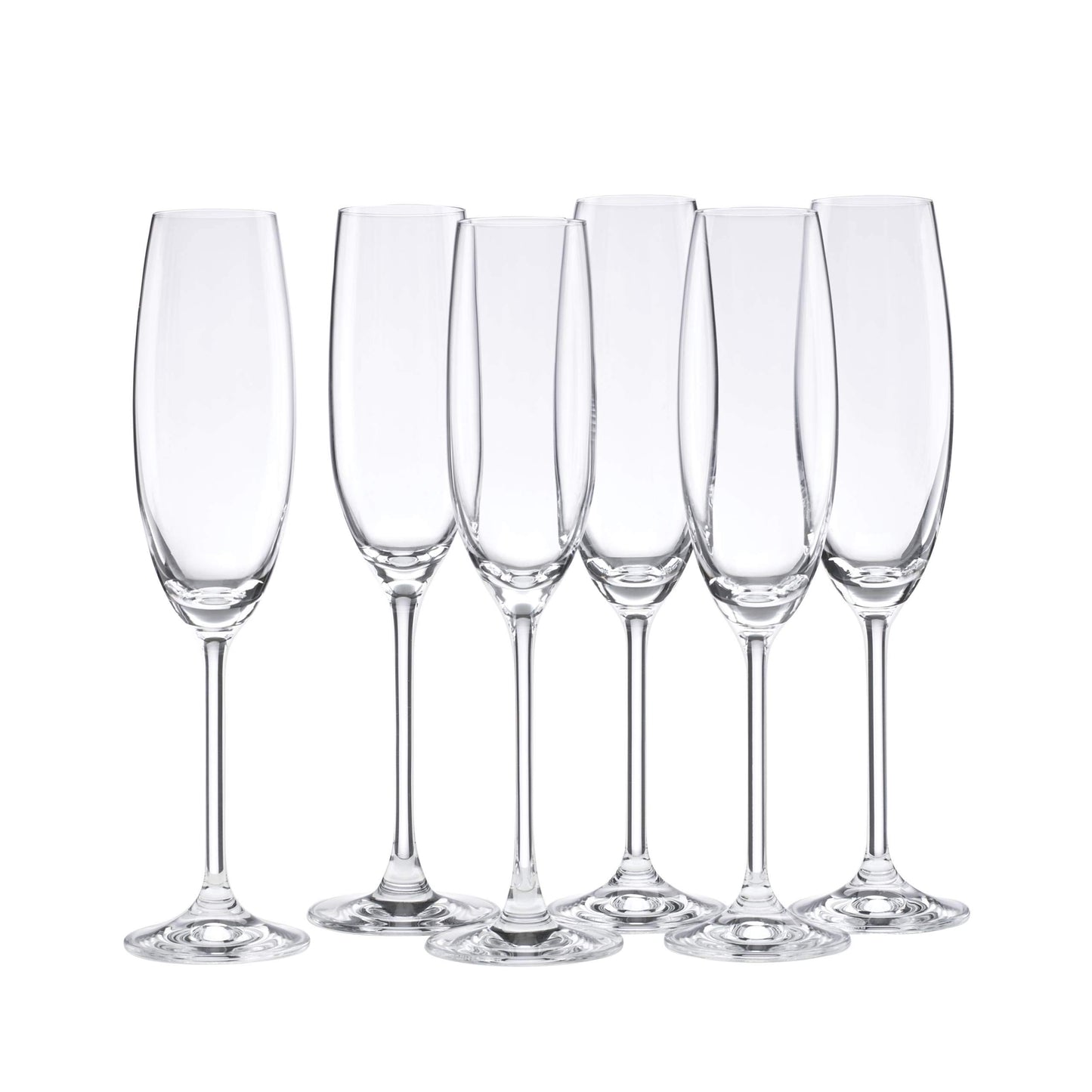 Lenox Champagne Flutes, Tuscany Classics 8 Oz Champagne Glasses Set of 6, 1.5 x 10-inch, Clear European Glass, Stemware, Dishwasher Safe, Wedding Decor, New Years, 8 Oz Flute Glasses (6-Piece)