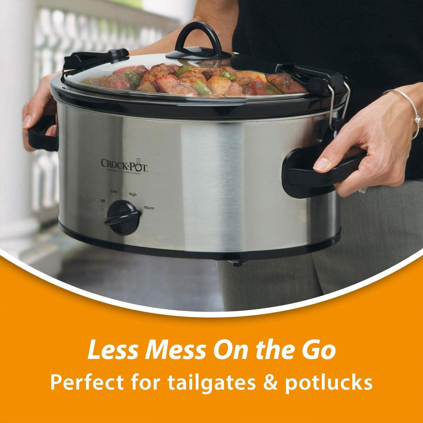 Crock-Pot SCCPVL600S Cook' N Carry 6-Quart Oval Manual Portable Slow Cooker, Silver