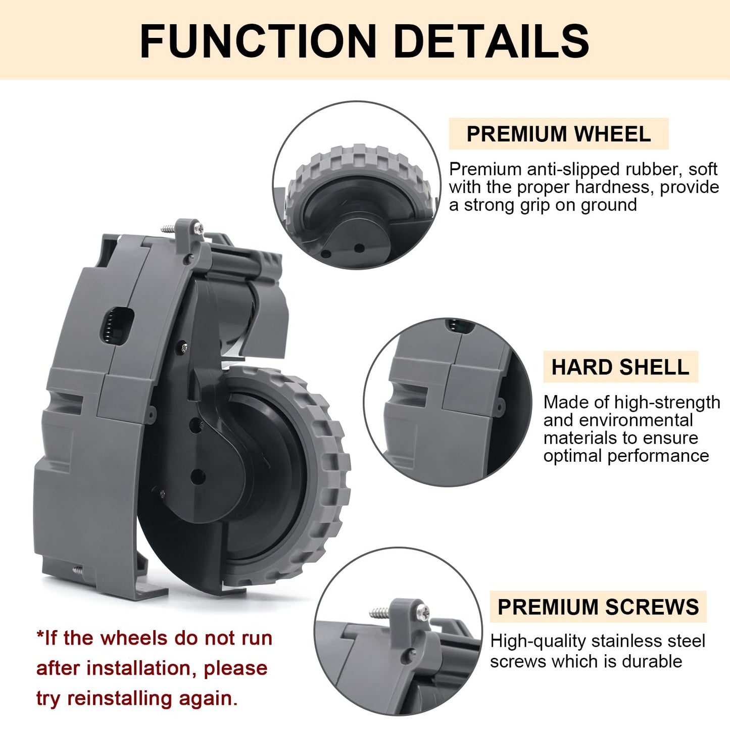 Coodss Right Drive Wheel Module Compatible with iRobot Roomba 500 600 700 800 900 Series Vacuum Cleaner Replacement Parts Accessories, Black Environmental Protection Materials