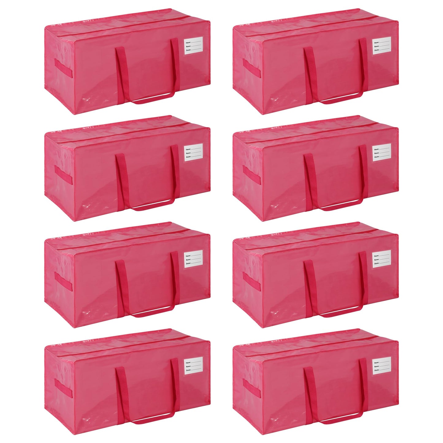 JCBZAMZ Pink 8 Pack Heavy Duty Extra Large Moving Bags with Handles, Waterproof Foldable Storage Bags, Clothing Storage Bags,Packing Moving Bags for College Supplies