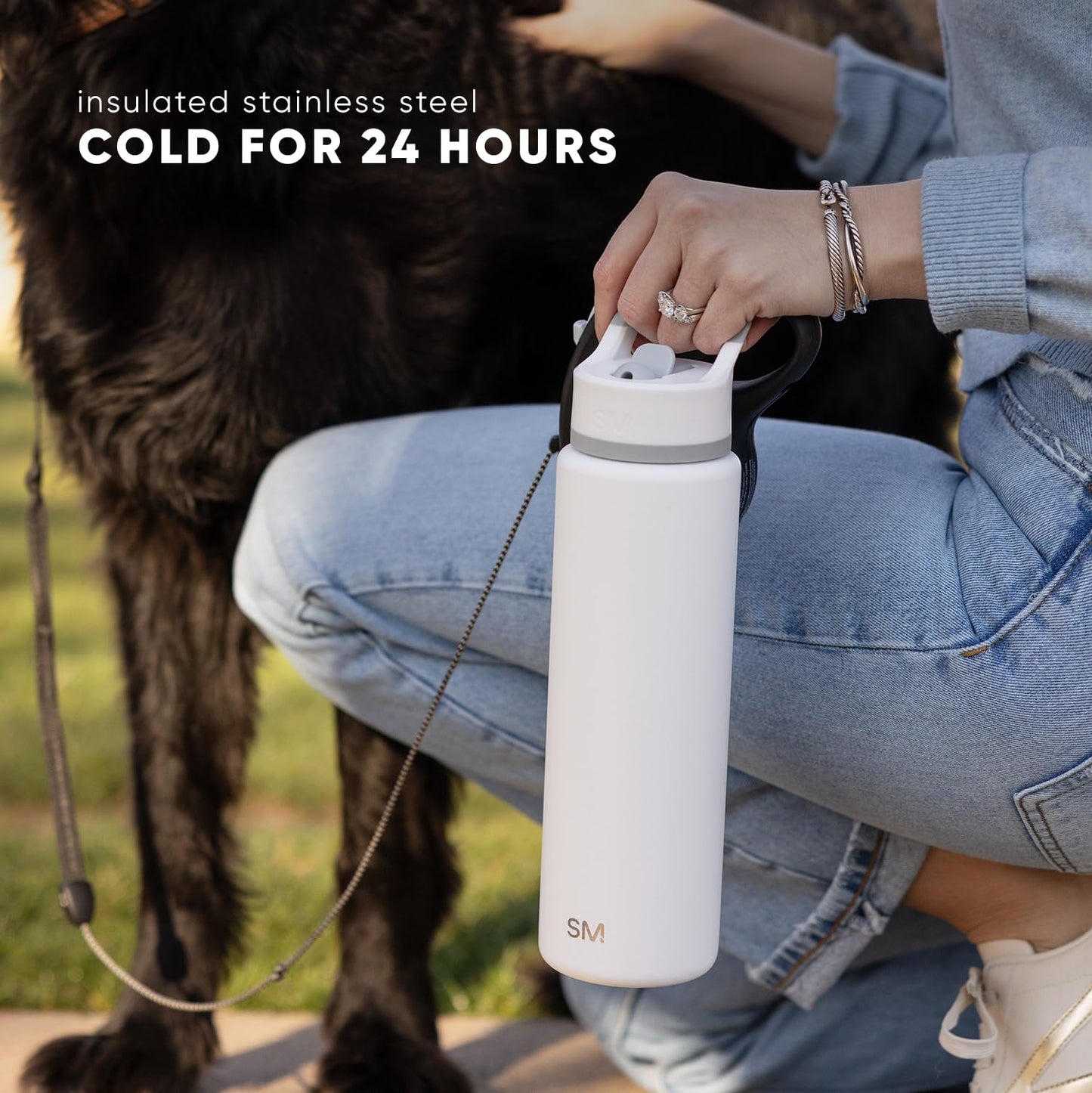 Simple Modern Water Bottle with Straw Lid | Vacuum Insulated Stainless Steel Metal Thermos | Reusable Leak Proof BPA-Free Flask for Sports Gym | Summit Collection | 30oz, Midnight Black