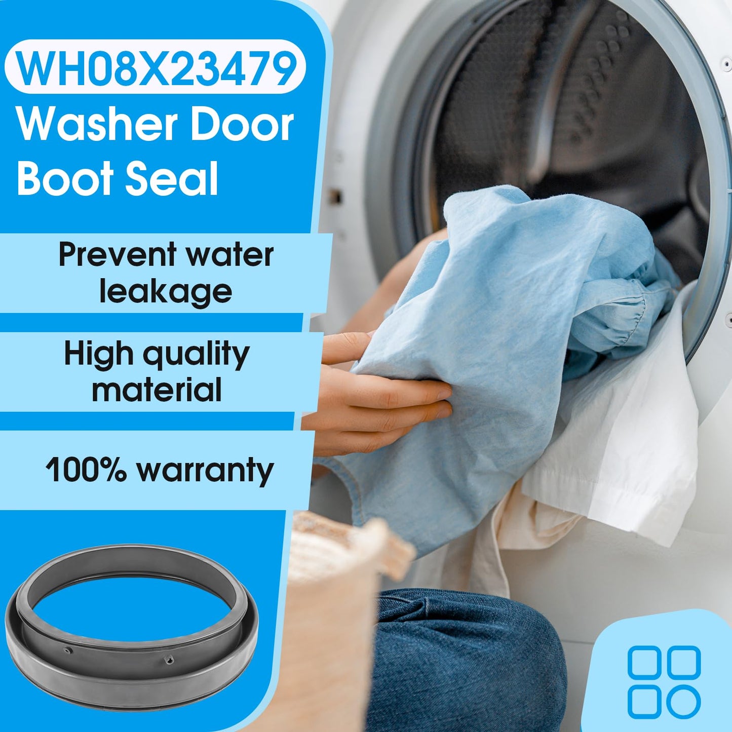 WH08X23479 Washer Door Boot Seal Door Diaphragm Compatible with GE Front Load Washer, Door Gasket Replacement Part 4467230 AP6032732 PS11763264 EAP11763264