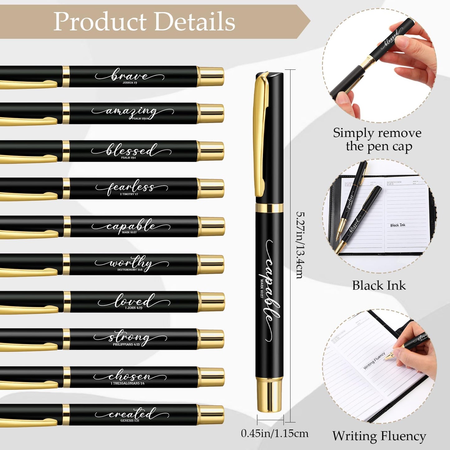 Spakon 10 Sets Fathers Day Christian Gifts Bulk for Church Men Women Religious Leather Notebook Prayer Journal with Pen Bible Study Group Scripture Teacher Dad Husband (Bible Verse,Black)