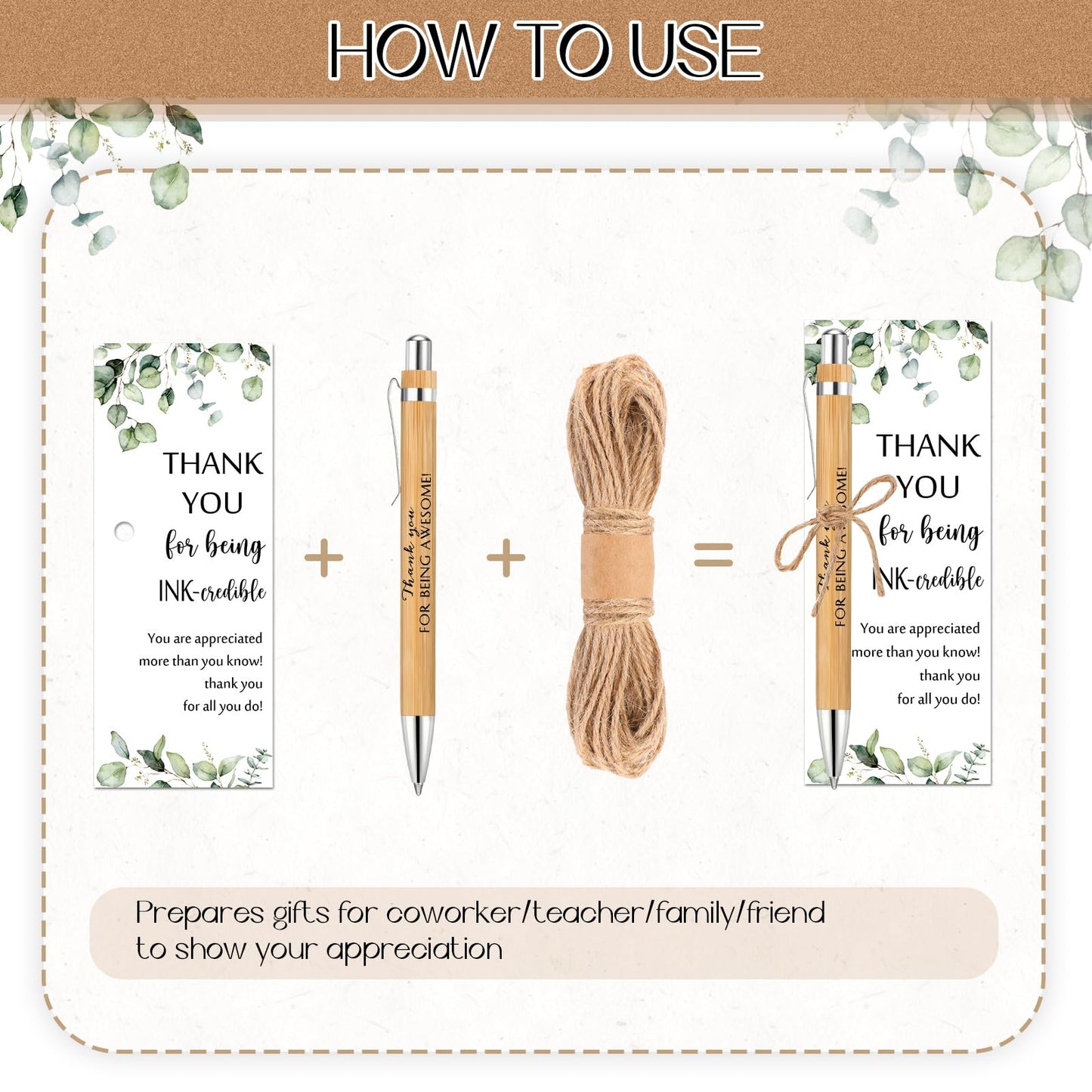 Fulmoon 120 Set Employee Appreciation Gifts Includes Thank You Wood Bamboo Pen May You Be Proud Sign Ballpoint Pen Employee Appreciation Bookmark Card for Graduation Teacher Coworker Team Staff