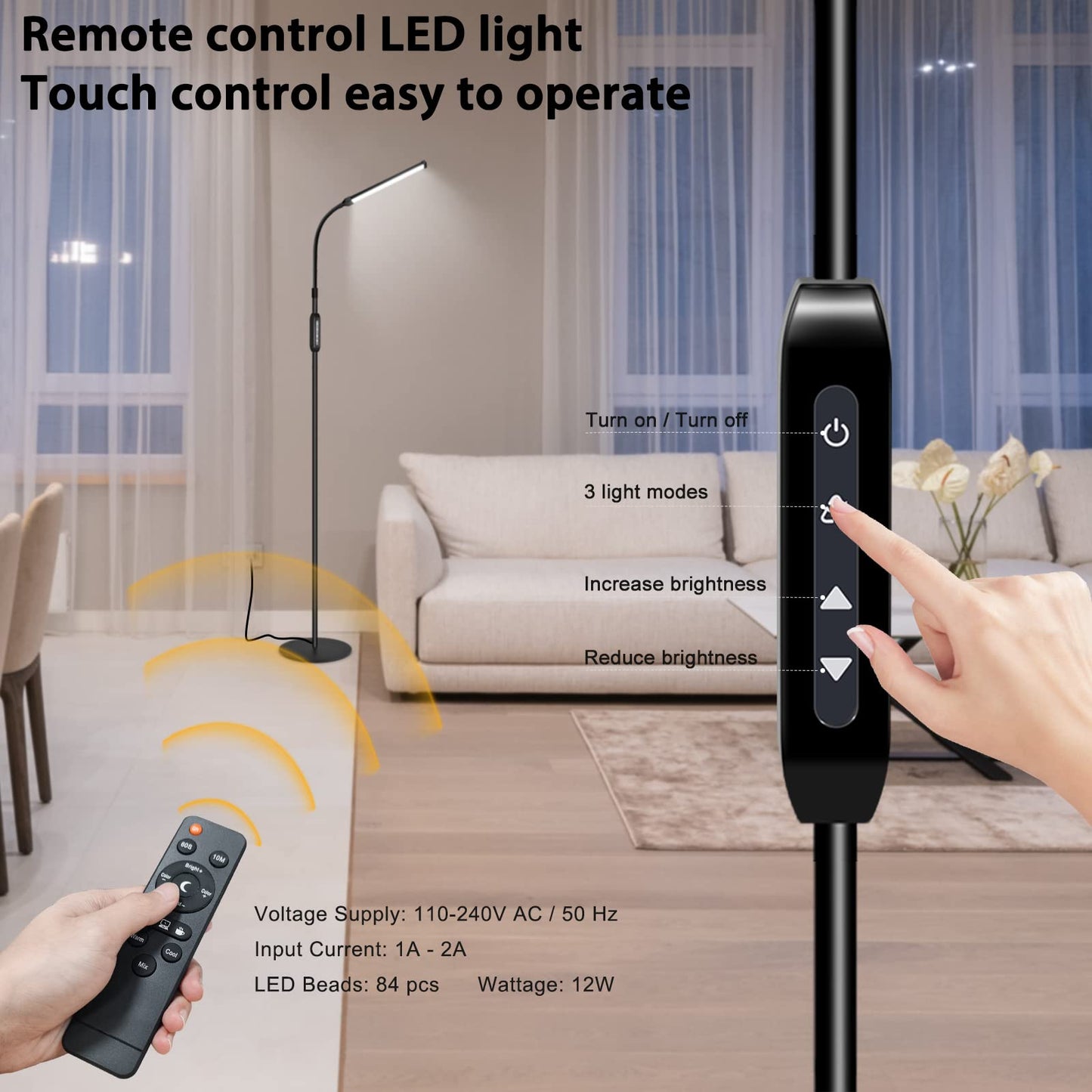 EBEST Led Floor Lamp for Eyelash Extensions Standing Floor Lamps for Office Eyelash lamp Tattoo Light Reading Lamp for Bedroom Makeup Lash Light Extension (Black - RY)