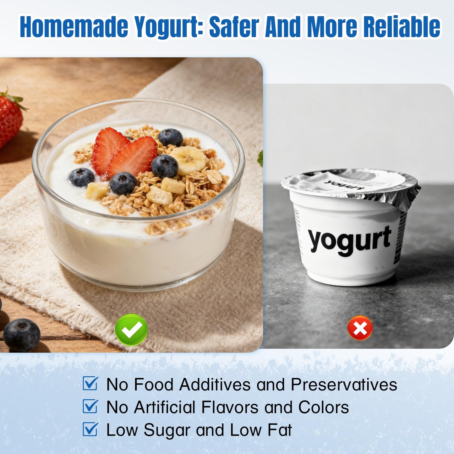 Yogurt Maker with 8 Glass Jars, Yogurt Maker Machine with Adjustable 1-48H Time & Temp Control, Make Healthy Yogurt with Full Probiotics
