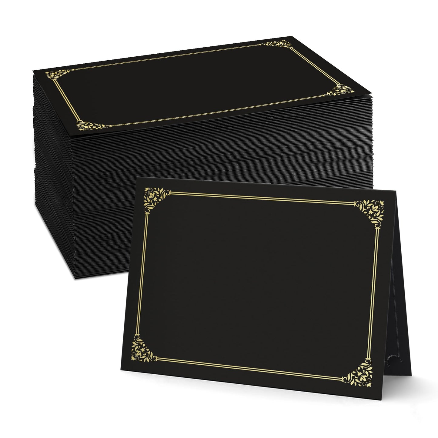 Black Certificate Holders 8.5 x 11, 120 Pcs - Used as Award Certificate Folders with Gold Foil Border for Letter Size 8.5" x 11" Certificates, Awards, Documents and Diplomas