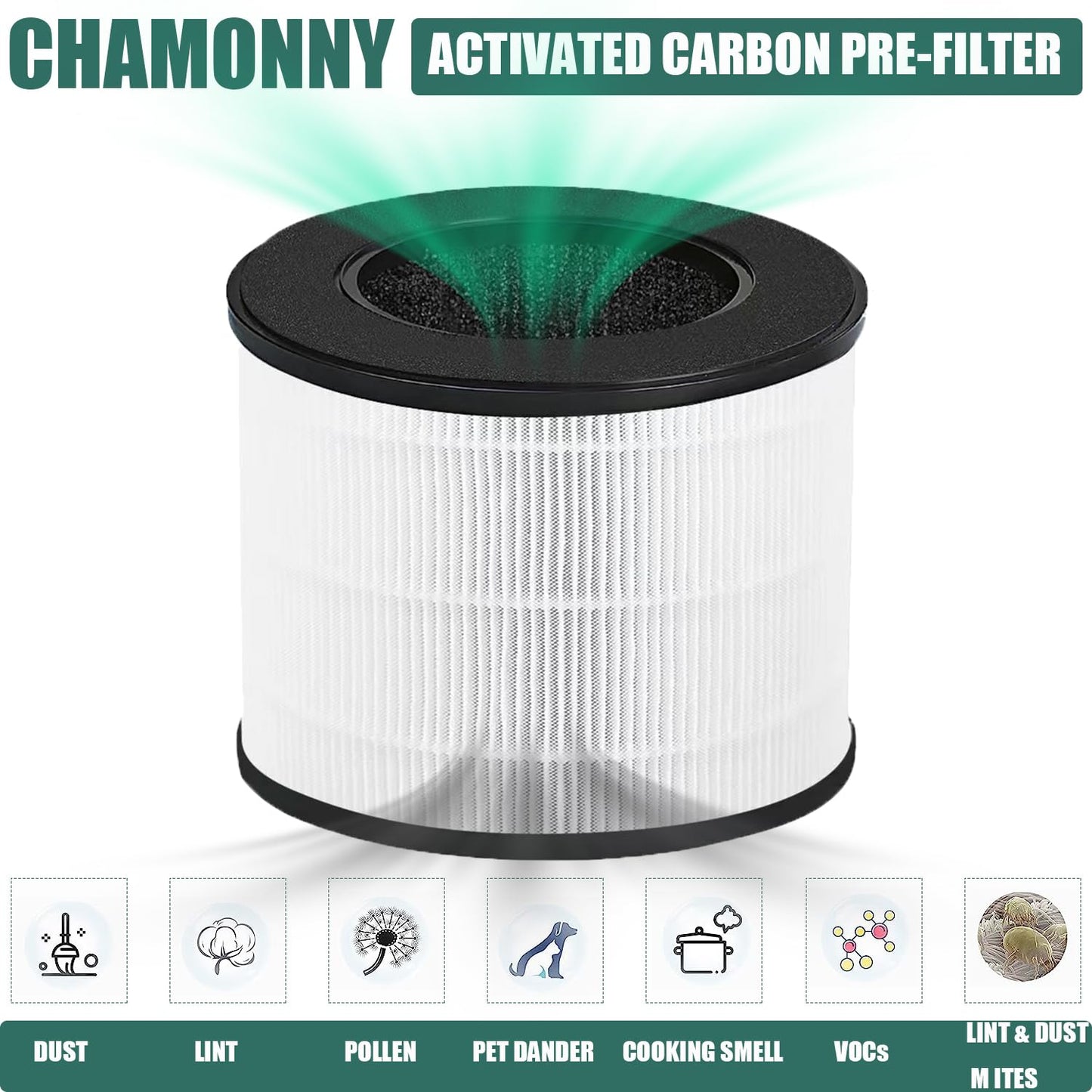 CHAMONNY Airmega 100 Filter Replacement, Compatible with Coway Airmega 100 Air Purifier, 3-in-1 H13 True HEPA and Deodorization Filters (Airmega 100 Filter 2Pack)