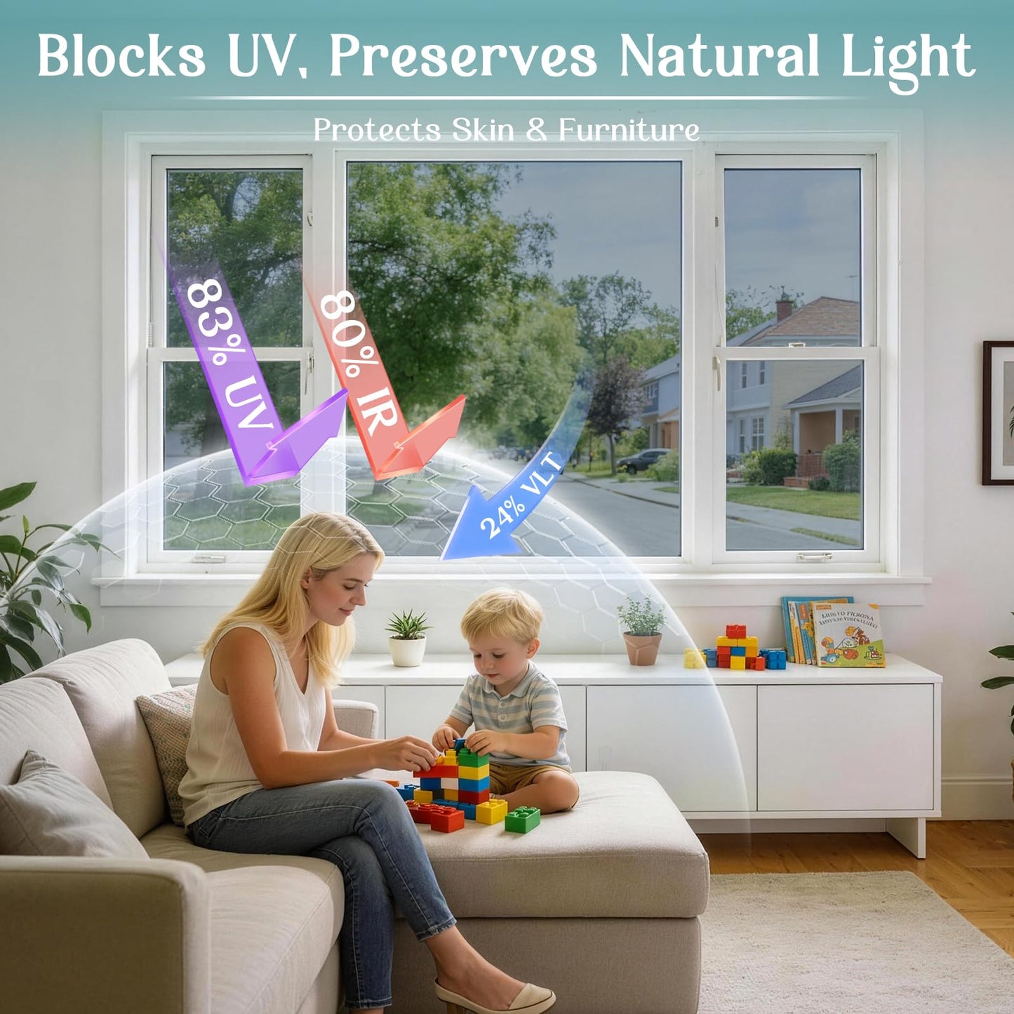 Haton Window Privacy Film One Way Window Tint for Home, Sun UV Blocking Heat Control Reflective Mirror Film, No Glue Static Cling See Out Not in Glass Door Covering, Silver, 29.5" x 157.4"