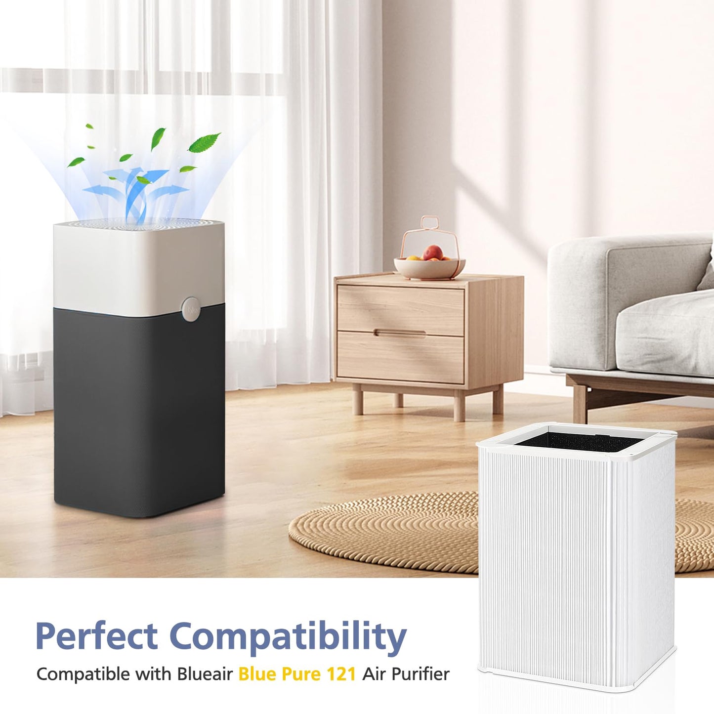 121 Replacement Filter Compatible with Blueair Blue Pure 121 Air Purifier, 2-in-1 HEPA Filters with Parti-cle and Activated Carbon Replacement Filter, 1 Pack