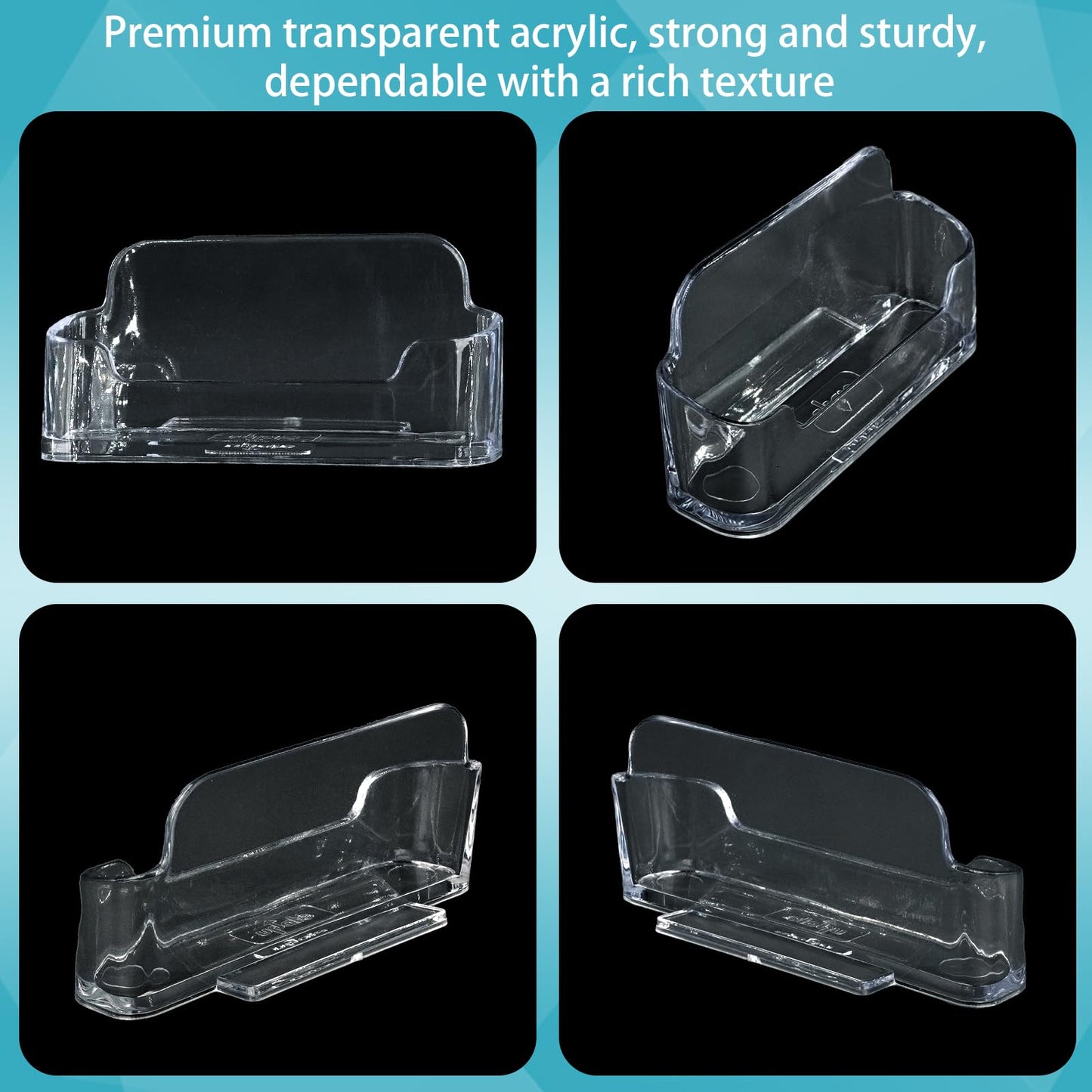 UCEHIPAW 65 Pcs Business Card Holder Transparent Acrylic Postcard Display Holder Desktop Style Card Stand for Home Office Desk Table