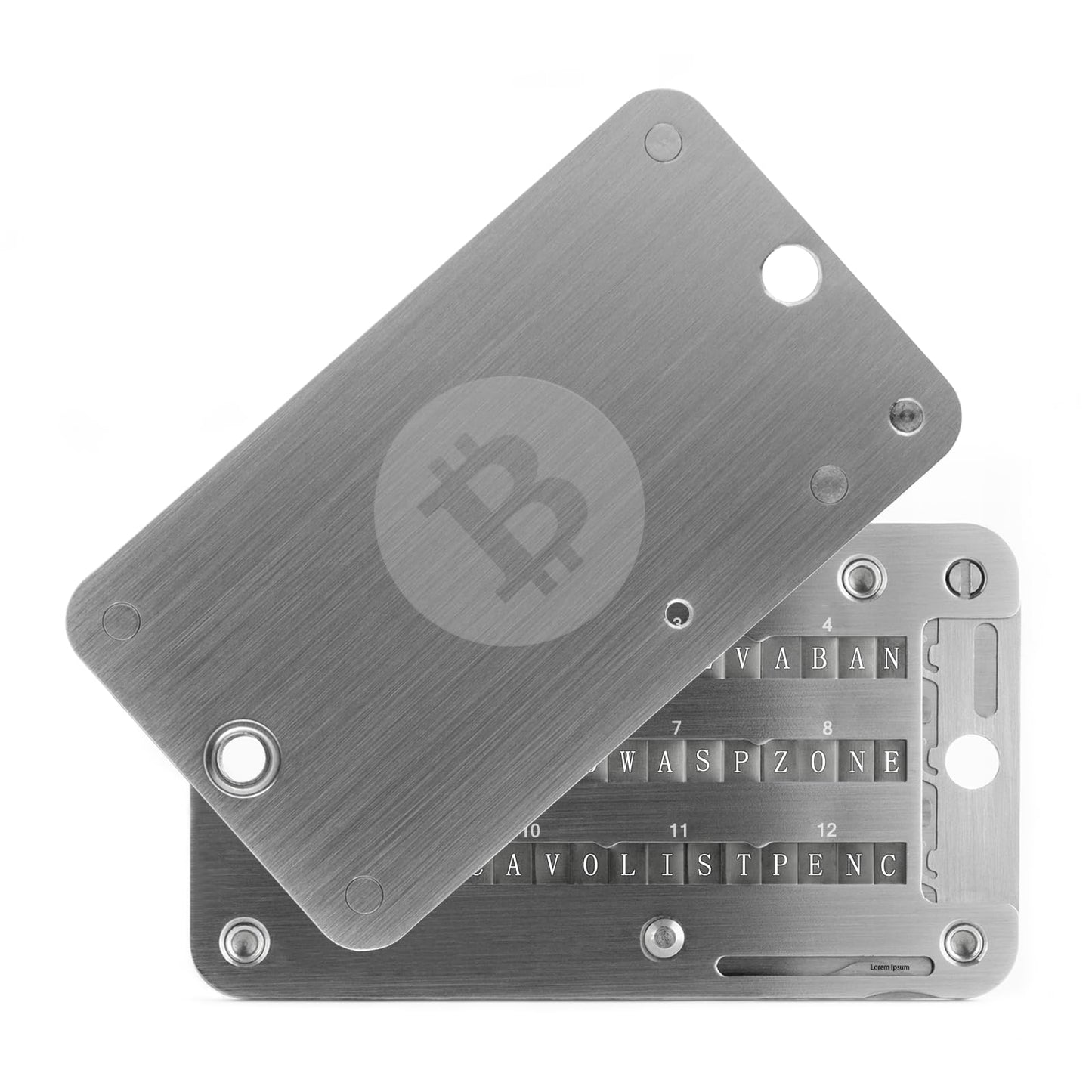 SAMYERLEN Crypto Seed Phrase Storage, 304 Stainless Steel Secure Bitcoin Wallet, Private Key Recovery Cold Storage Backup 3 Plates 24 Words Compatible with BIP39 Hardware Wallets, Ledger, Trezor