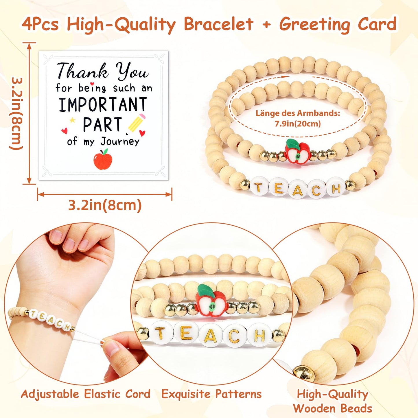 WenmthG 20Pcs Teacher Appreciation Gifts Bulk for Women - Thank You Teachers Gifts with Cosmetic Bags Notebooks Pens Bracelets Thank You Cards for Graduation Teacher’s Day End of Year Easter Birthday
