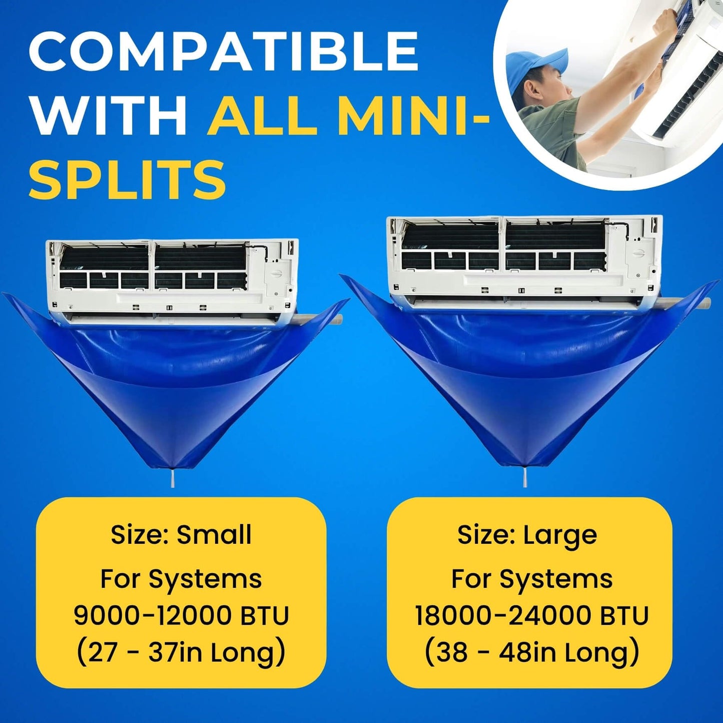 Oiktylr Mini Split Cleaning Kit Bag with 2L High Pressure Sprayer, Air Conditioner Cleaning Kit with Waterproof PVC AC Cleaning Cover Bib with HVAC Cleaning Tools, Large