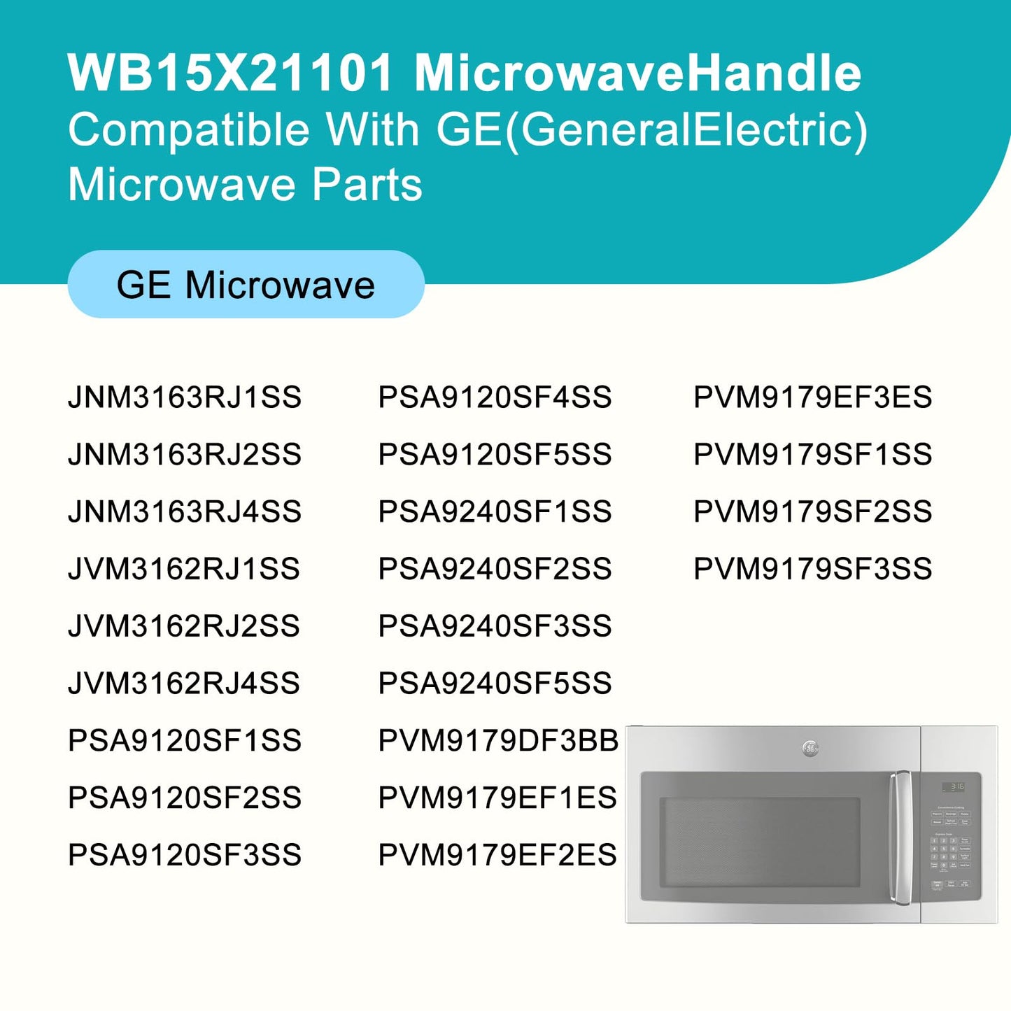 Upgraded WB15X21101 Microwave Oven Door Handle Compatible for GE Microwave Handle Replacement, Reinforced for General Electric GE Microwave Door Parts JNM3163RJ1SS, JNM3163RJ3SS, JVM3162RJ3SS