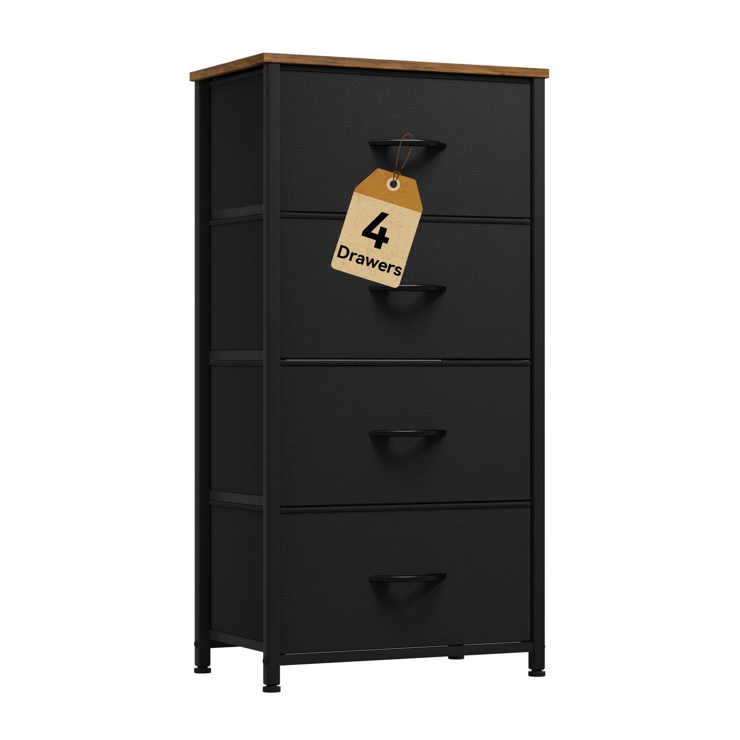 DWVO Dresser with 4 Drawers - Fabric Storage Tower, Organizer Unit for Room, Living Room, Hallway, Closets
