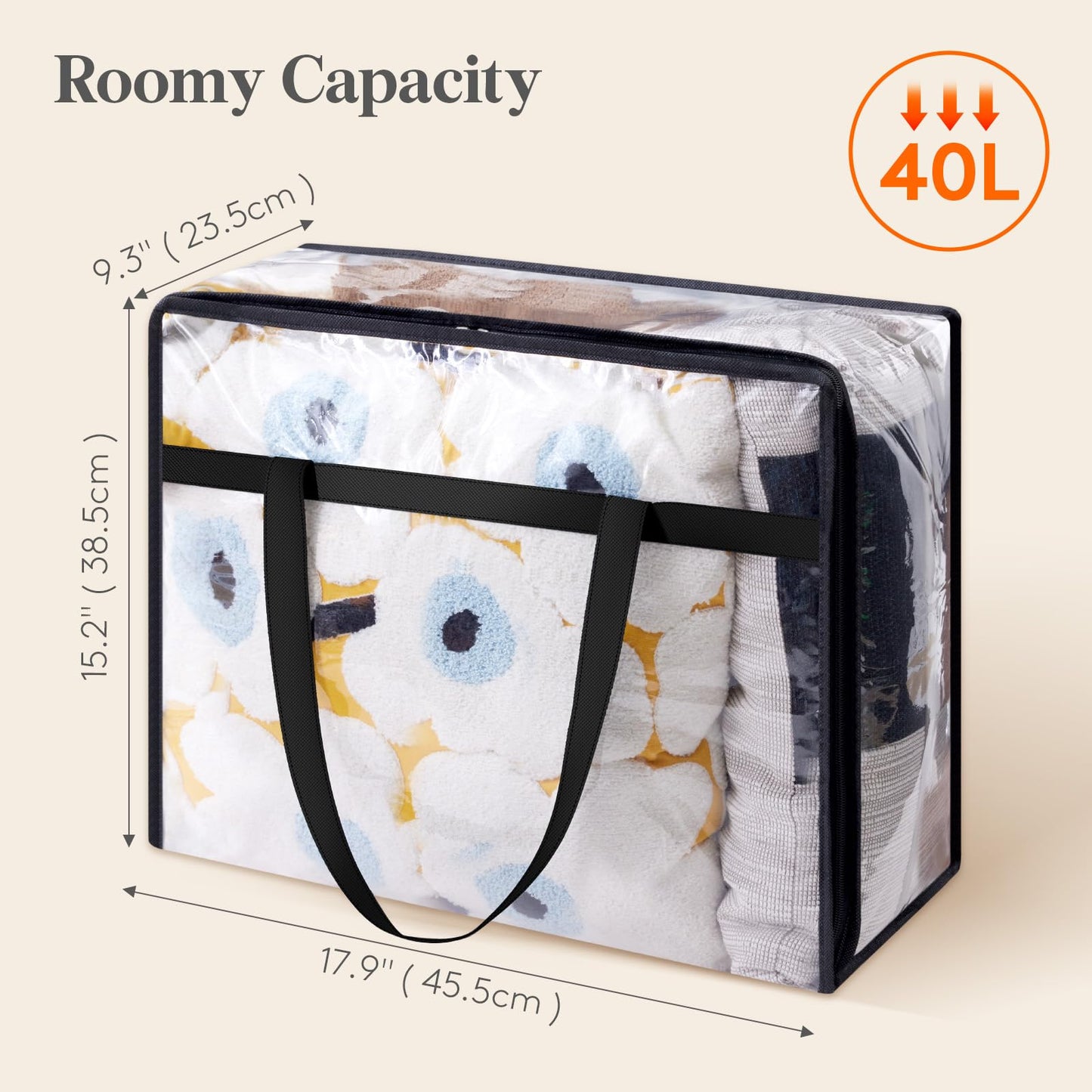 Lifewit 12 Pack Clear Clothes Storage Bags, 40L Plastic Blanket Storage Bag, Vinyl Foldable Moving Bags with Zipper, Closet Organizers and Storage Containers for Bedding, Duvet, Comforter