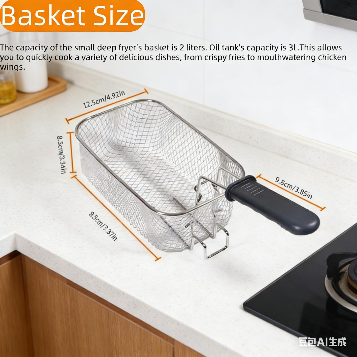 Yangbowan 3L Deep Fryer with Basket for Home, 1300W Electric Small Deep Fryer with Temperature Control, Timer Control, View Window Lid, Stainless Steel Body for Restaurant Use