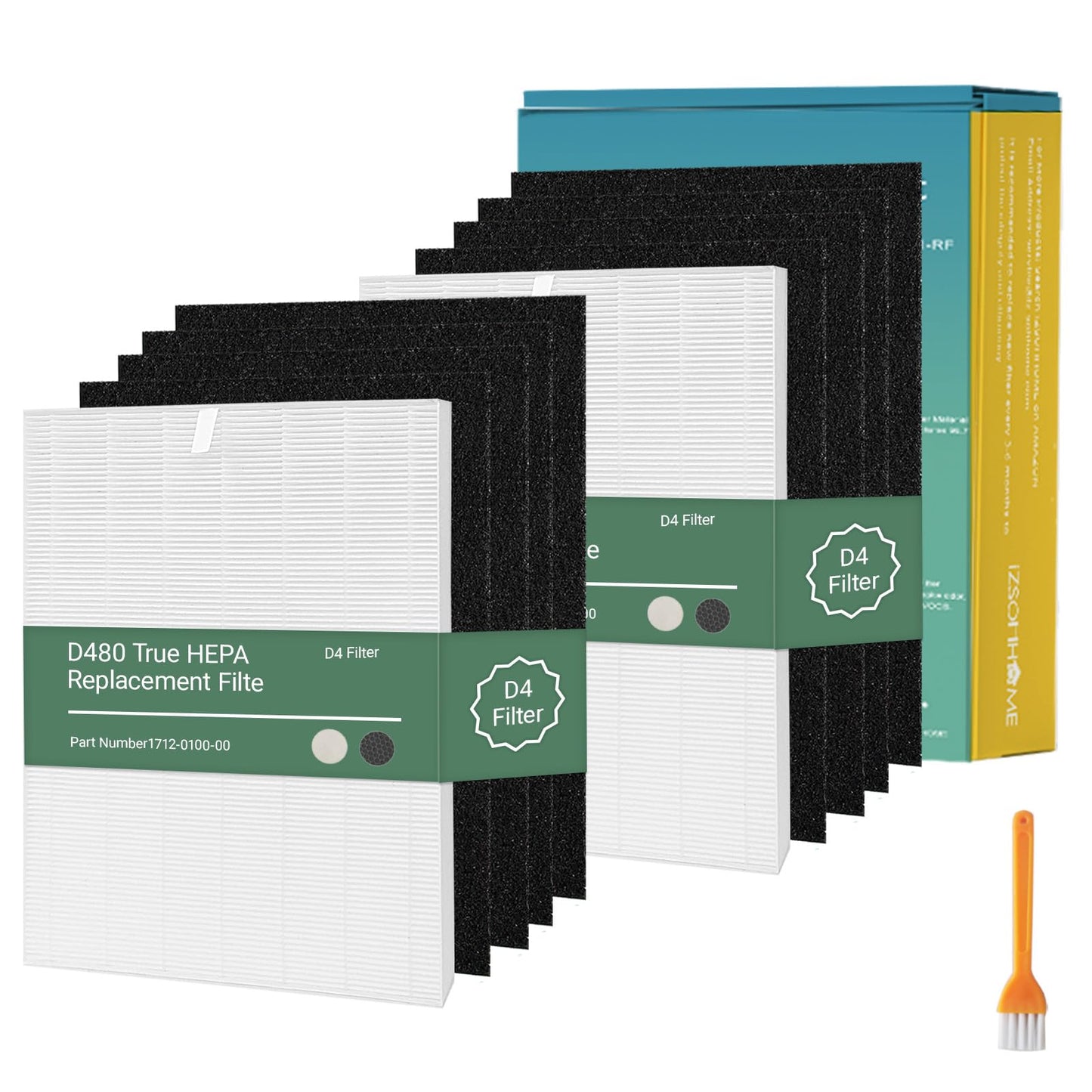 IZSOHHOME Compatible with Winix D480 Air Purifier,D480 True HEPA Replacement Filter D4,1712-0100-00,2PCS H13 True HEPA Filter+8PCS Activated Carbon Filters(2+8)