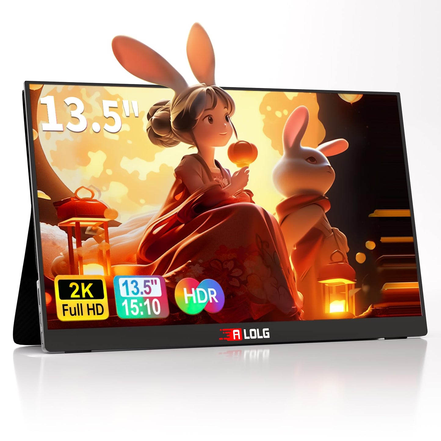 13.5''Portable Monitor for latop ,2K FHD 60HZ Laptop Monitor Screen,USB-C and HDMI Inputs, Ultra-Slim IPS Panel with HDR and Premium Smart Cover & Speakers for Laptop,PC,Phone,PS4/5,Switch,Mac,Xbox