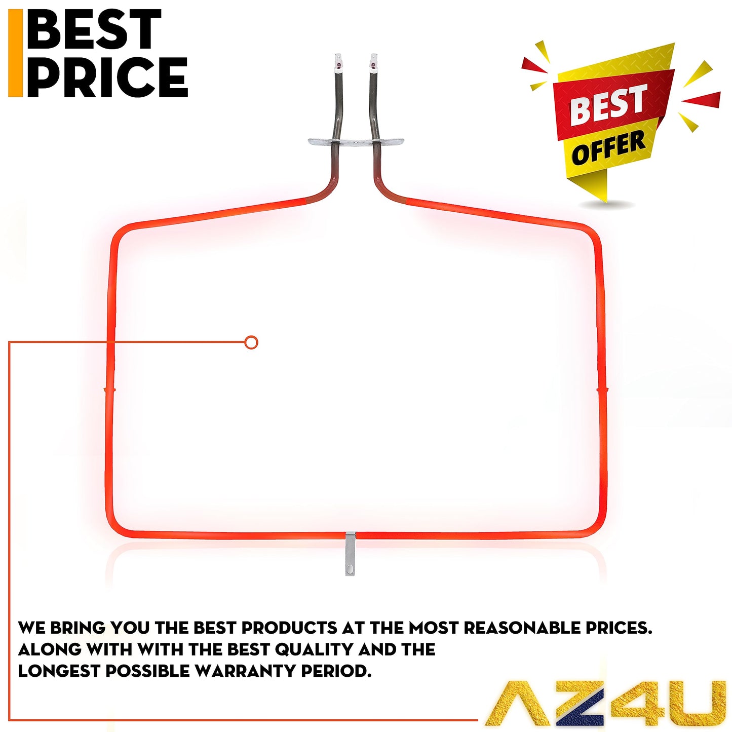 AZ4U Range Oven Bake Element Replaces For Maytag MER8700DS1 MER8674AS0 MER8674AW0 MER8775AB0 MER8680BS0 MER8775AS0 MER8674AB0 MER8880AS0 MER8680BW0 MER8700DE1 MER8880AB0 MER8680BB0 MER8700DS0 Stove