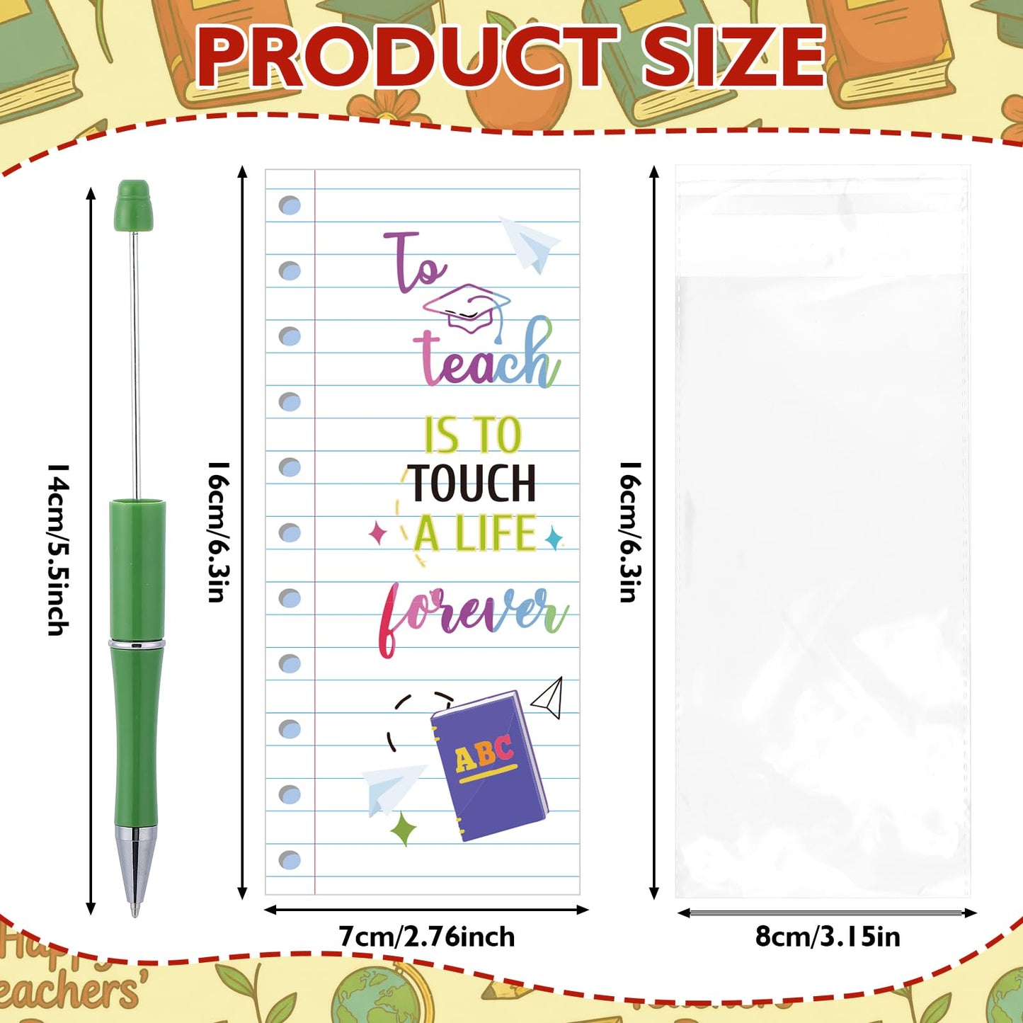 Humyoun 50 Sets Teacher Pen Kits: 2026 Teacher Graduation Gifts DIY Refillable Beadable Pens with Thank You Cards End of The Year Appreciation Gifts for School Team Staff Coworker Office Supplies