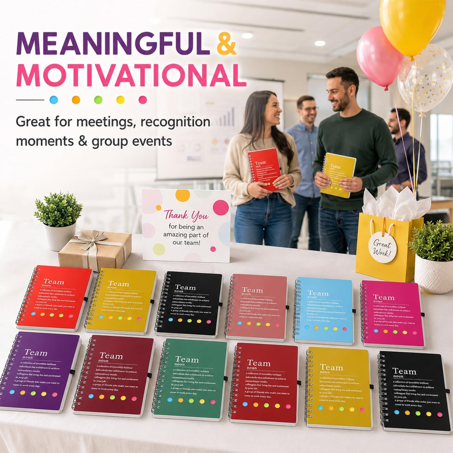 Feifeiya 24 Pcs Team Appreciation Gifts Bulk for Employee Inspirational Spiral Notebooks with Sticky Notes Thank You Gifts for Coworkers Staff Teachers Nurses CNA Week (Bright Color)